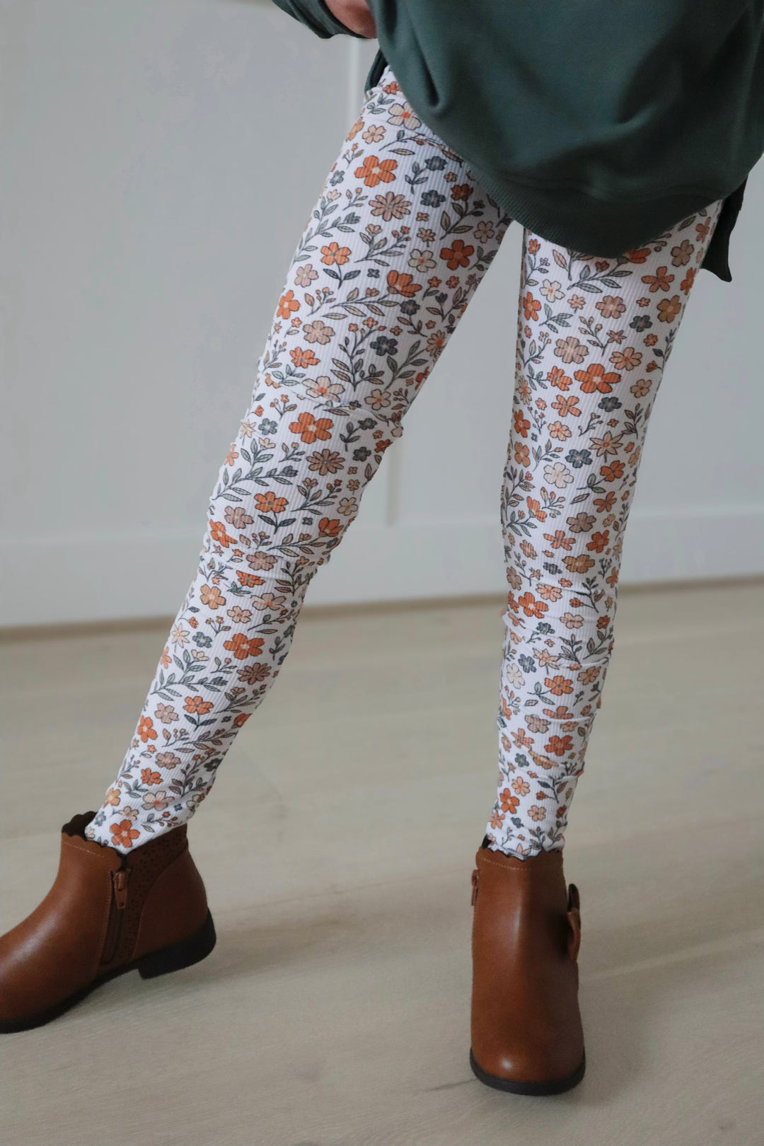Bamboo SPICED FLORALS RIBBED LEGGINGS