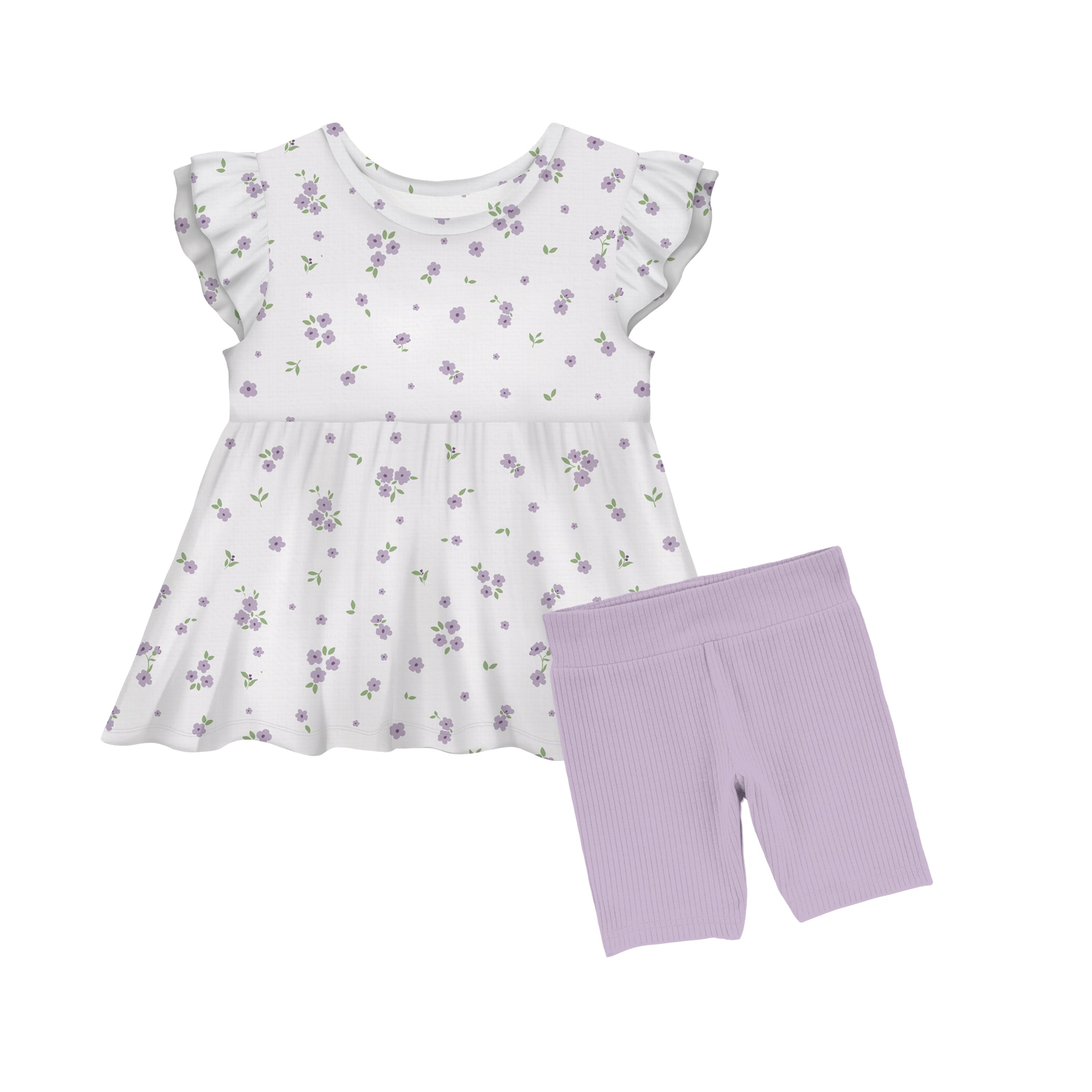 Bamboo LOVELY IN LAVENDER FLUTTER SLEEVE Peplum SET