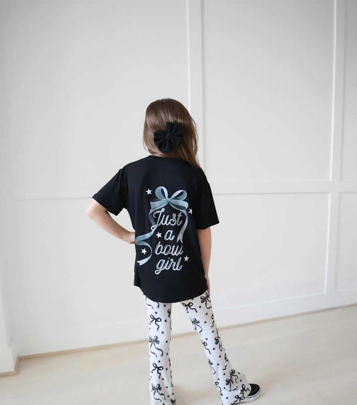 Bamboo JUST A BOW GIRL KIDS FRONT &amp; BACK GRAPHIC TEE