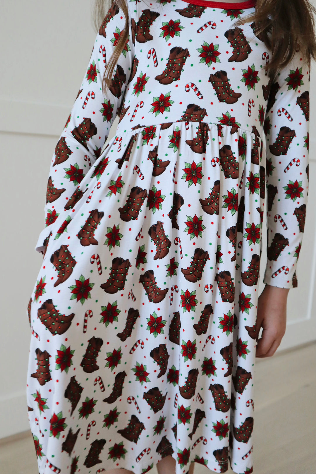 Bamboo HOWDY HOLIDAYS LONG SLEEVE POCKET Twirl Dress