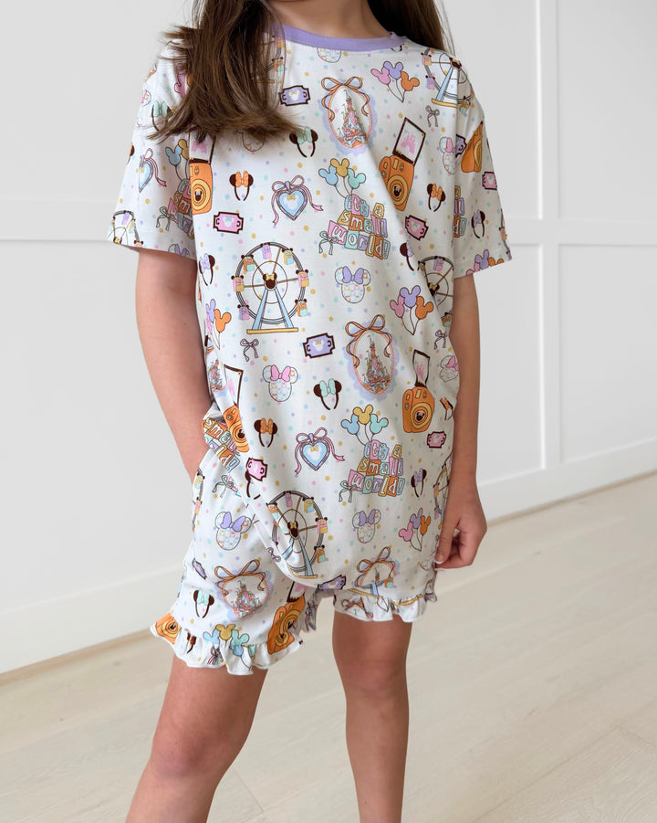 Bamboo DREAMY PARK DAYS KIDS RELAXED RUFFLE SHORT SET