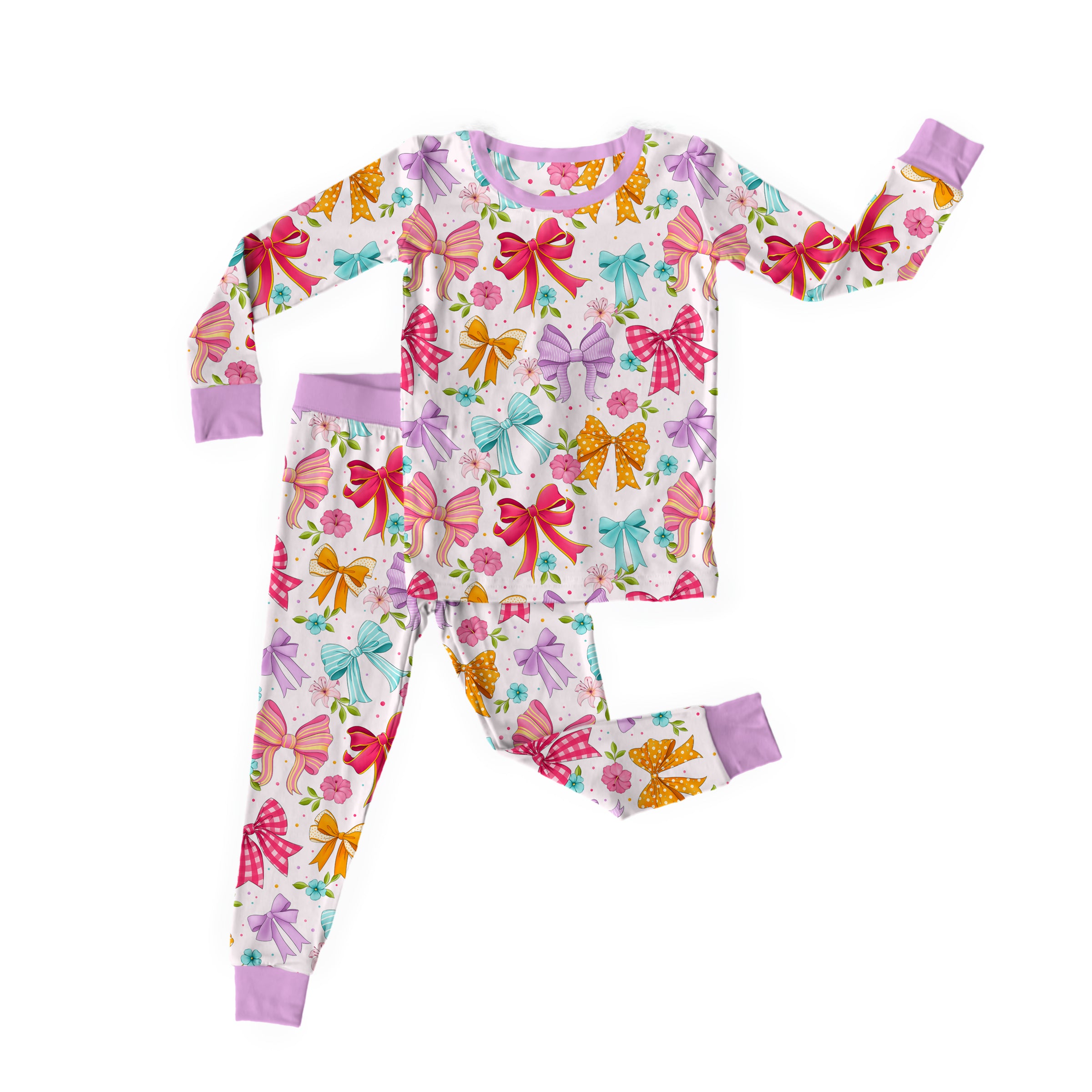 Bamboo BLOOMS & BOWS Two Piece Long Sleeve/Pant Set