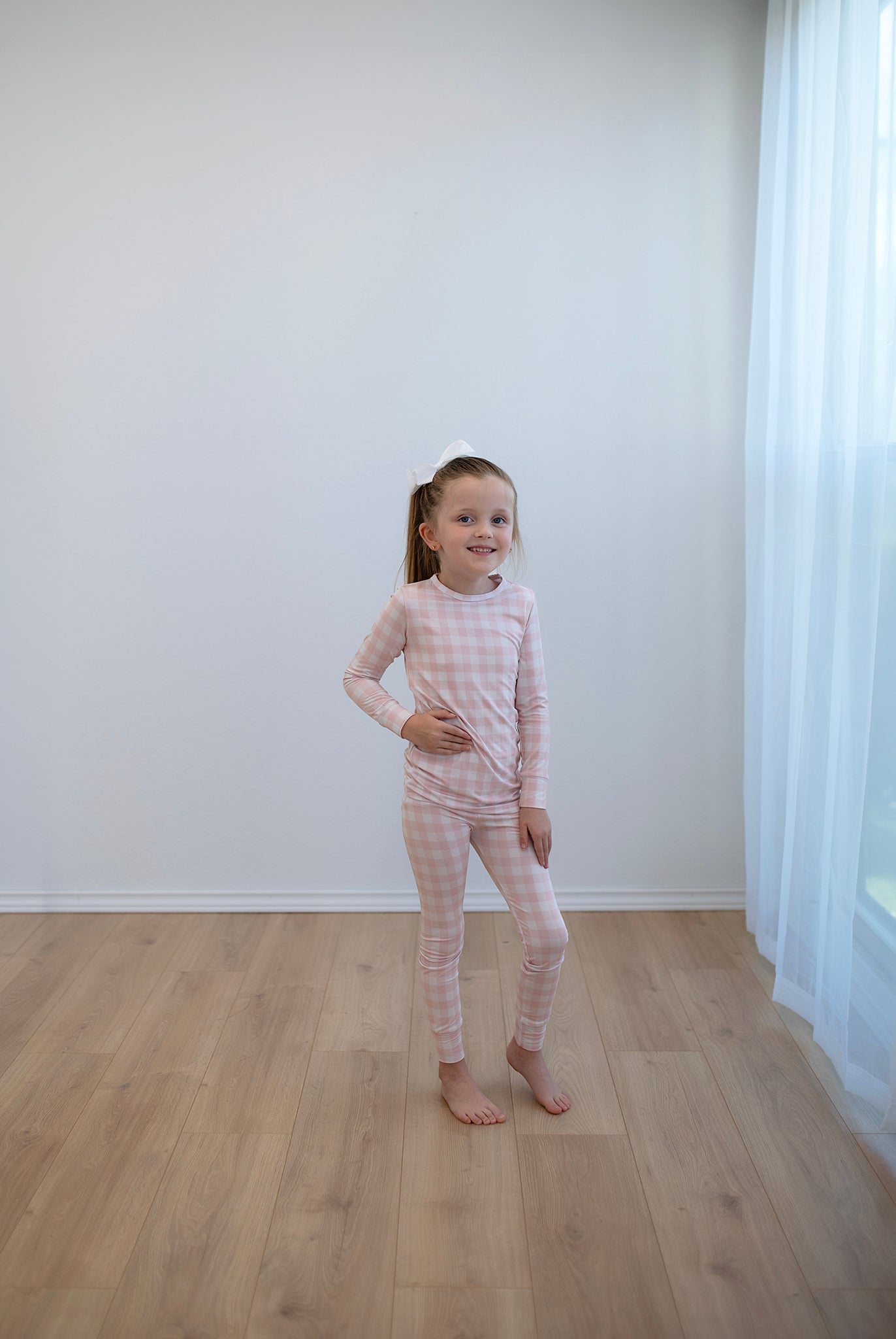 Bamboo SWEETHEART GINGHAM Two Piece Long Sleeve/Pant Set