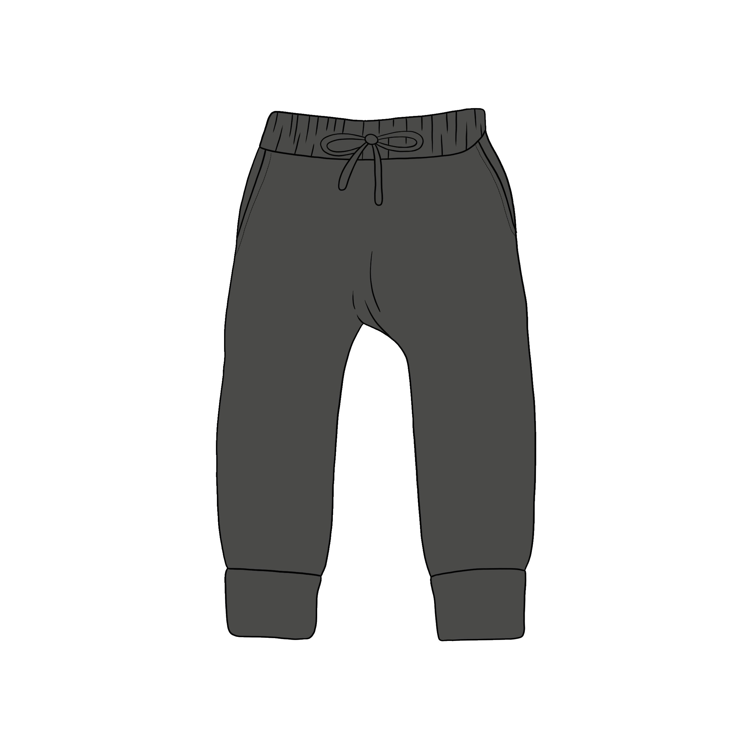 PREORDER BAMBOO COTTON SPANDEX WHEELIE BIG ENERGY COORDINATING GREY KIDS JOGGERS SHIP DATE OCTOBER 2026 (FLEECE LINED)