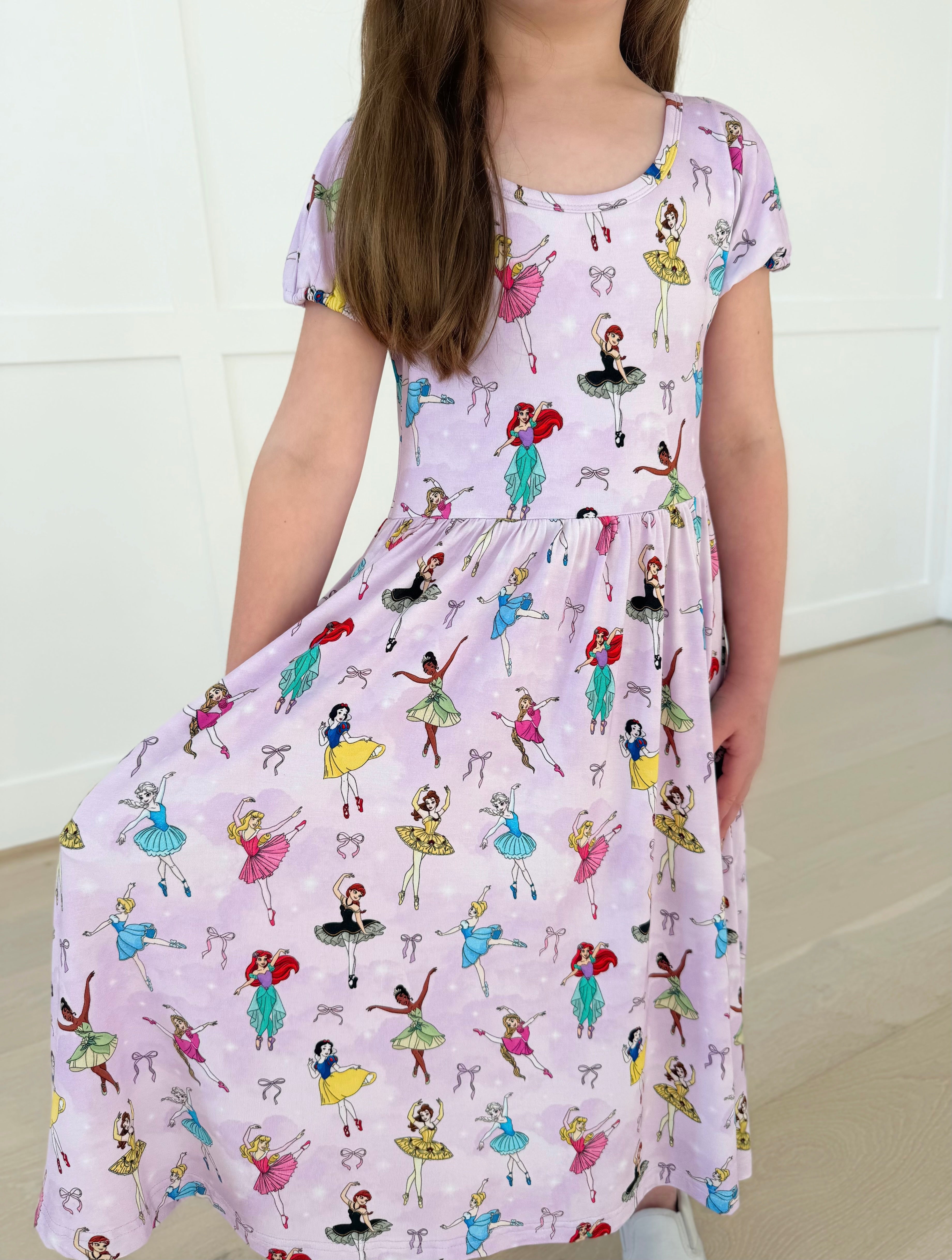 Bamboo TUTUS & TIARAS SHORT BUBBLE SLEEVE pocket Twirl Dress