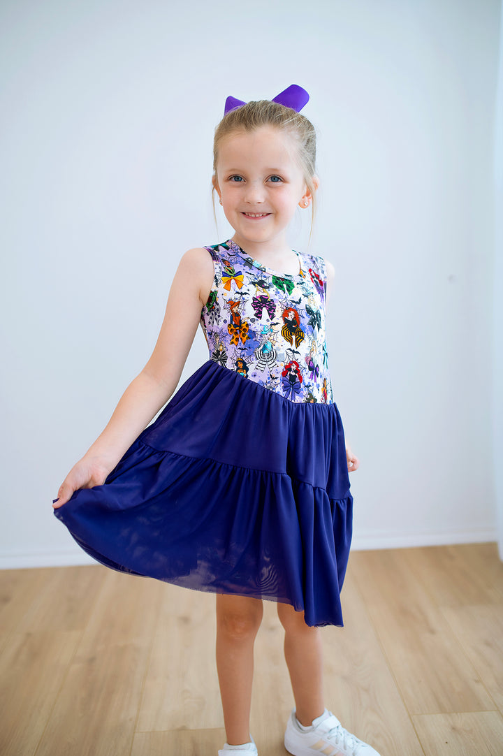 ONCE UPON A SPOOK TANK TOP TULLE Dress W/RIBBED BIKER SHORTS