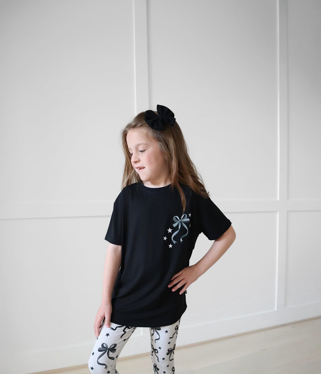 Bamboo JUST A BOW GIRL KIDS FRONT &amp; BACK GRAPHIC TEE