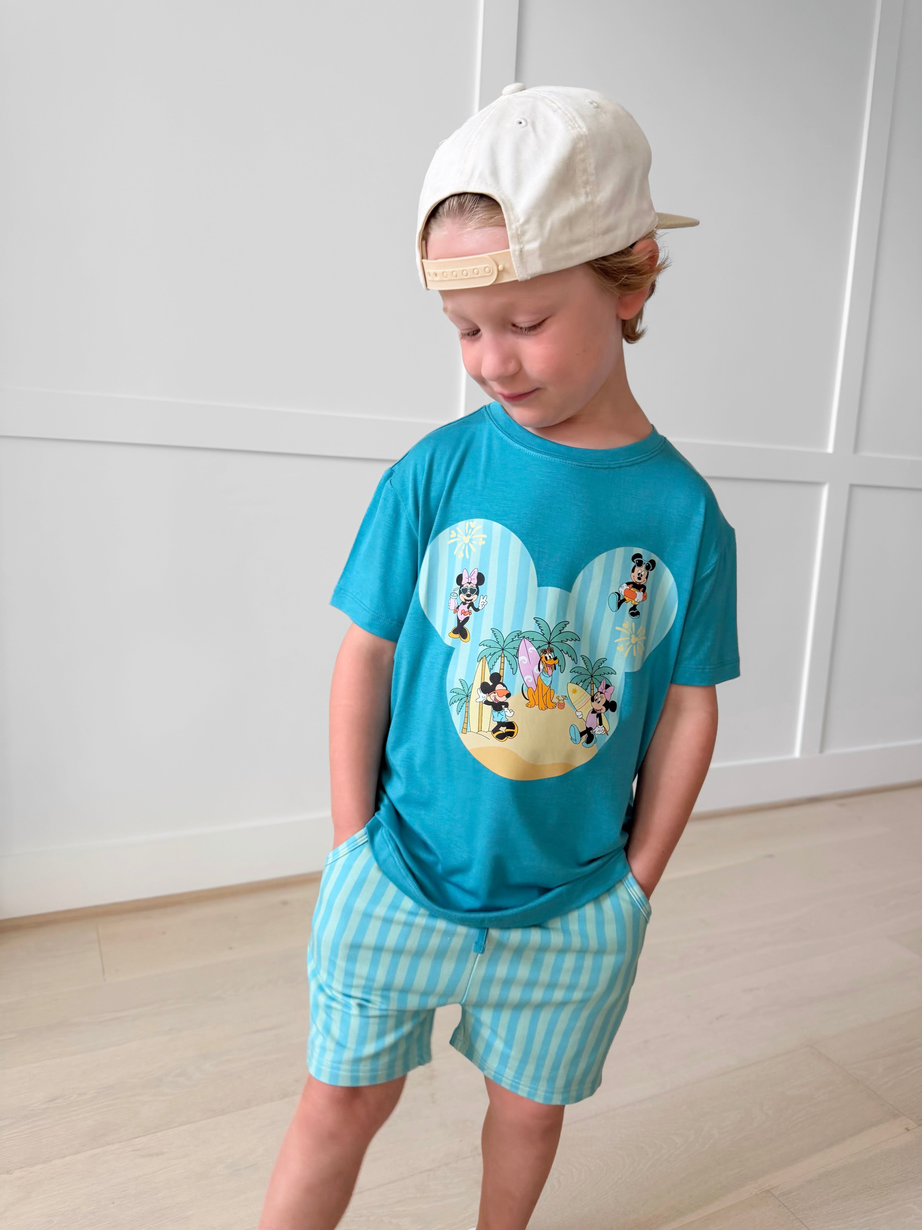 Bamboo SURF, SAND, & SMILES BLUE KIDS GRAPHIC TEE