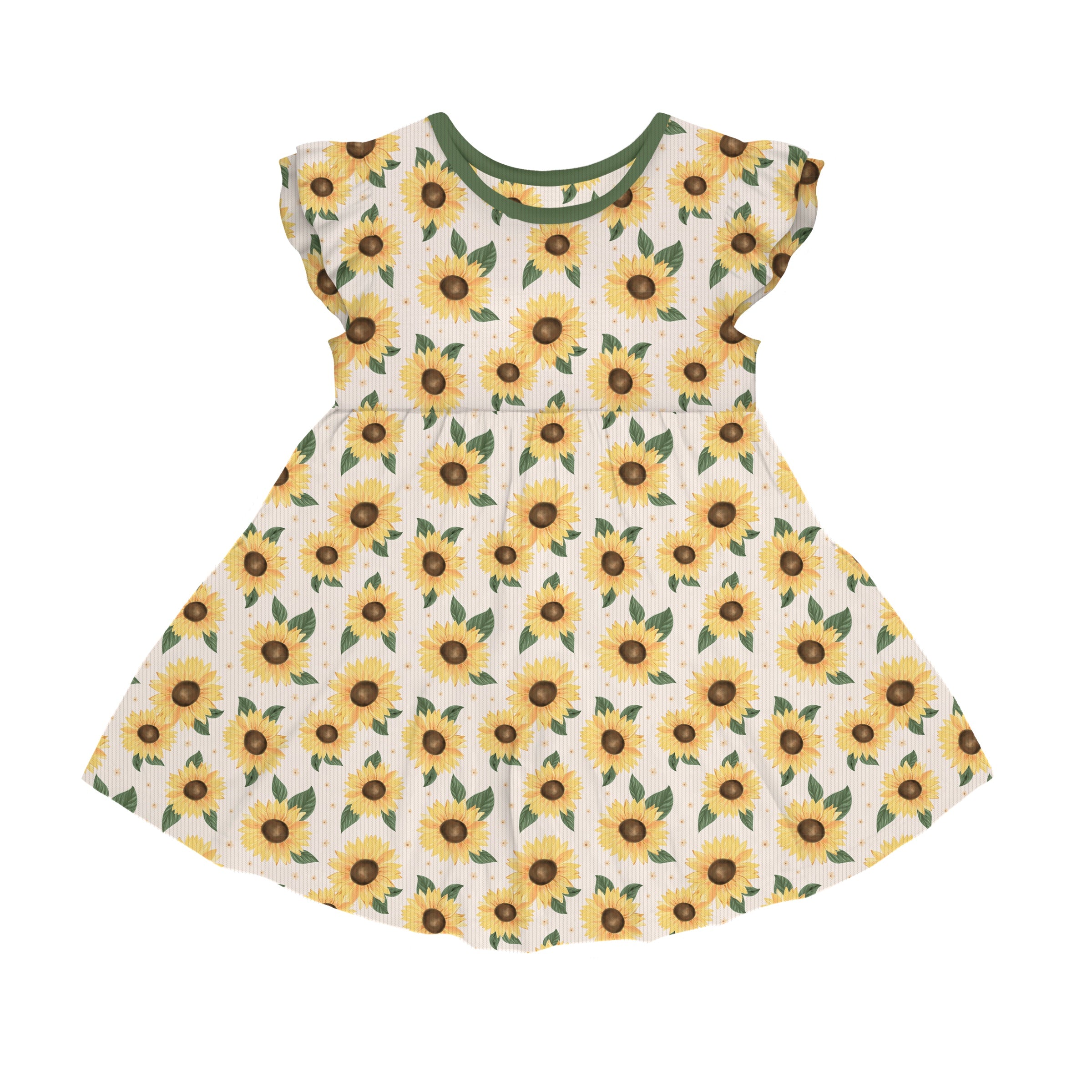 Bamboo RIBBED GOLDEN FLOWER POCKET Twirl Dress