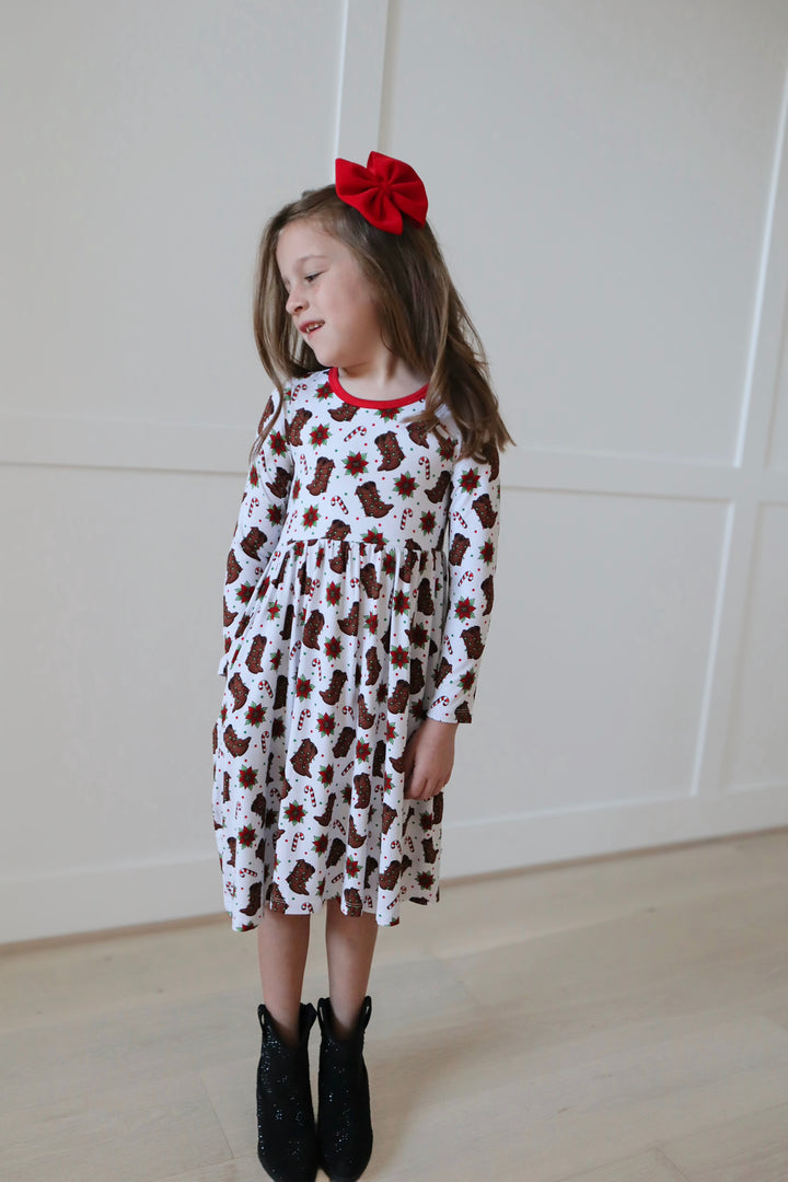 Bamboo HOWDY HOLIDAYS LONG SLEEVE POCKET Twirl Dress