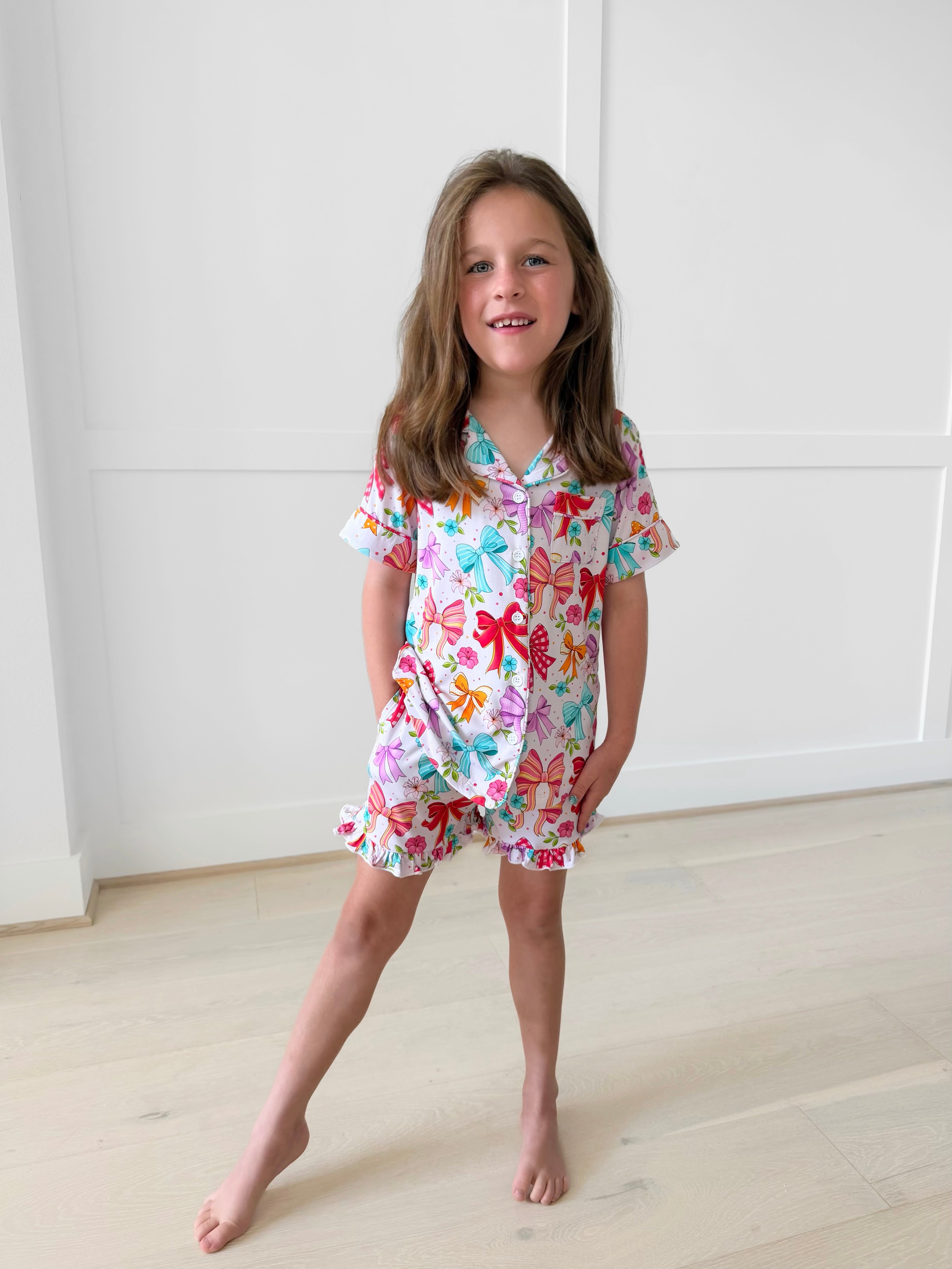 Bamboo BLOOMS & BOWS KIDS SHORT RUFFLE FORMAL Set