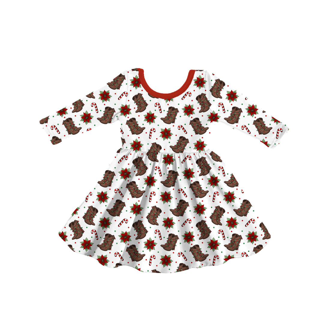 Bamboo HOWDY HOLIDAYS LONG SLEEVE POCKET Twirl Dress
