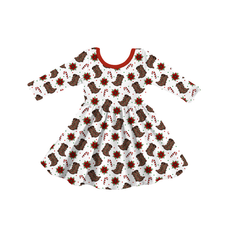 Bamboo HOWDY HOLIDAYS LONG SLEEVE POCKET Twirl Dress
