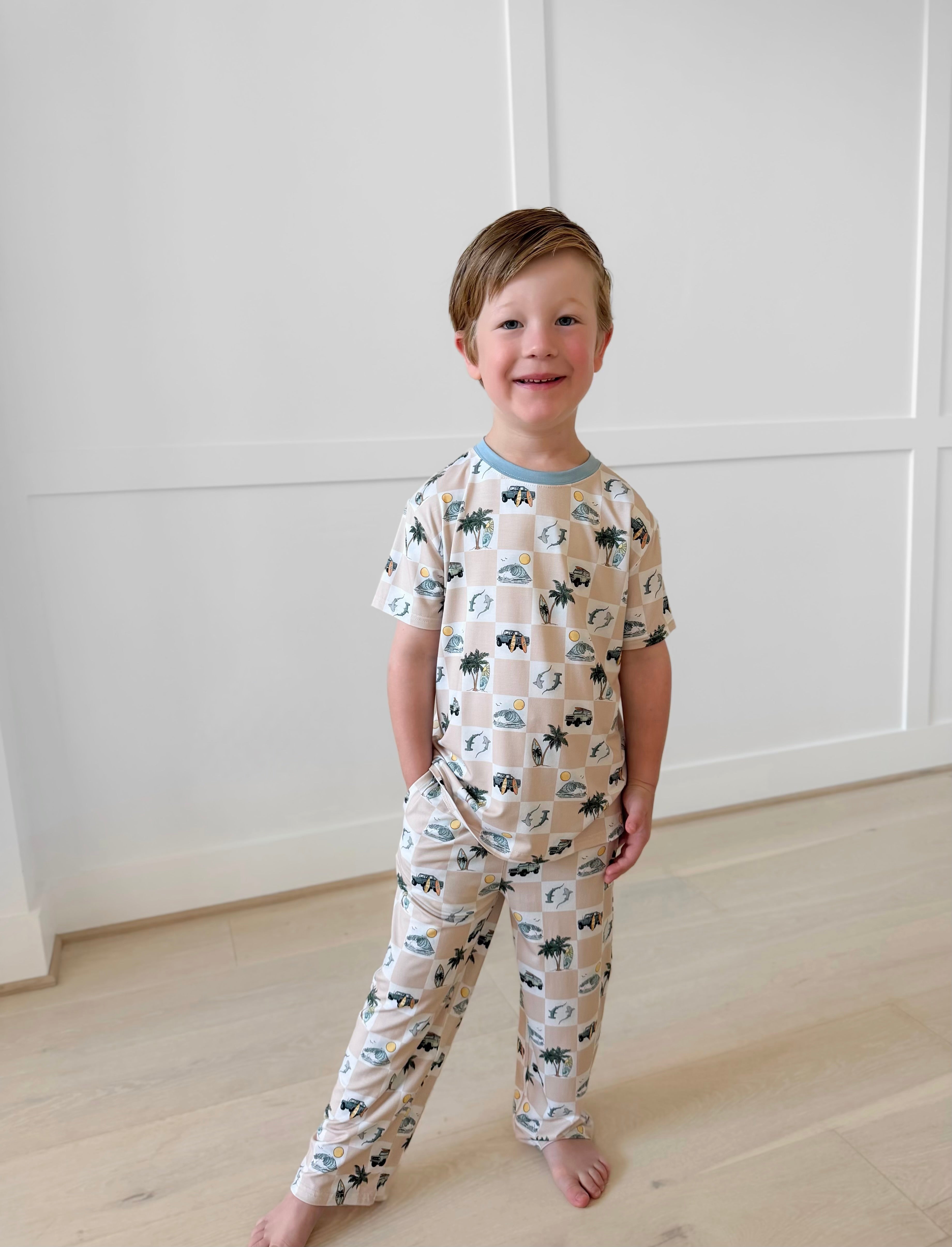 Bamboo ISLAND GRID KIDS RELAXED PANT Set