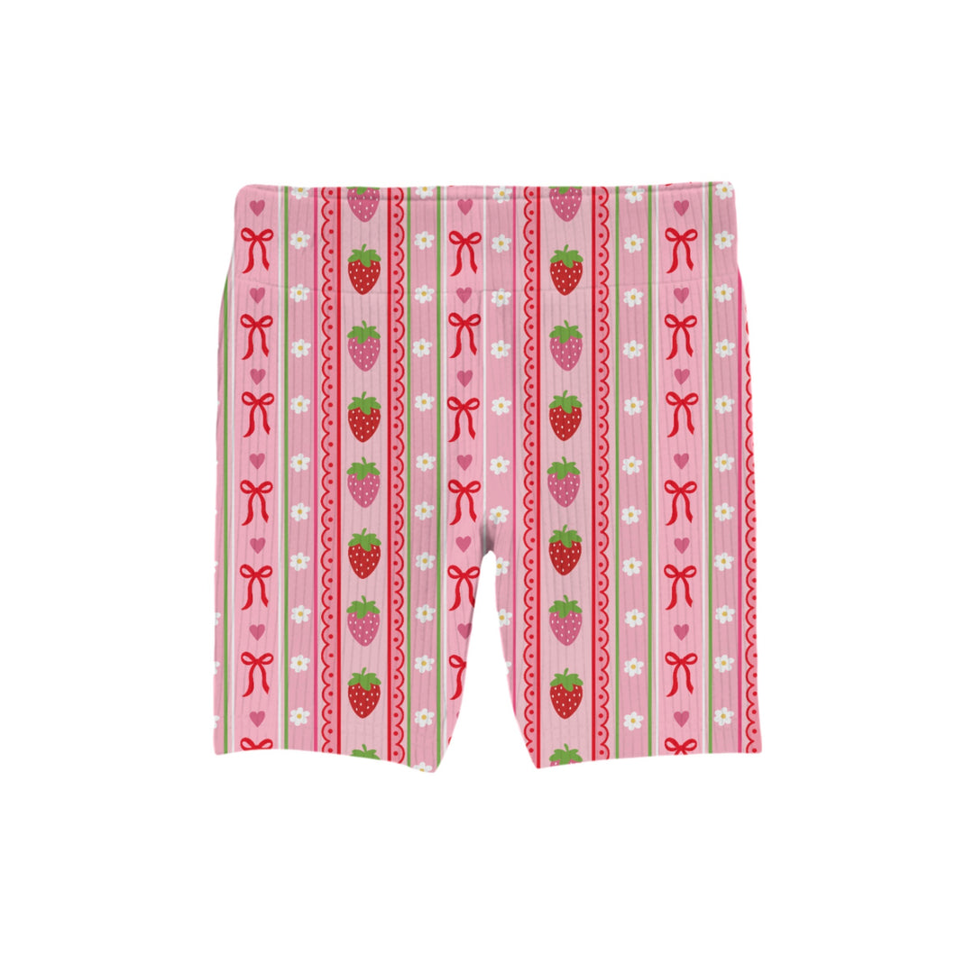 Bamboo RIBBED BERRY BOW-TIFUL BIKER SHORTS