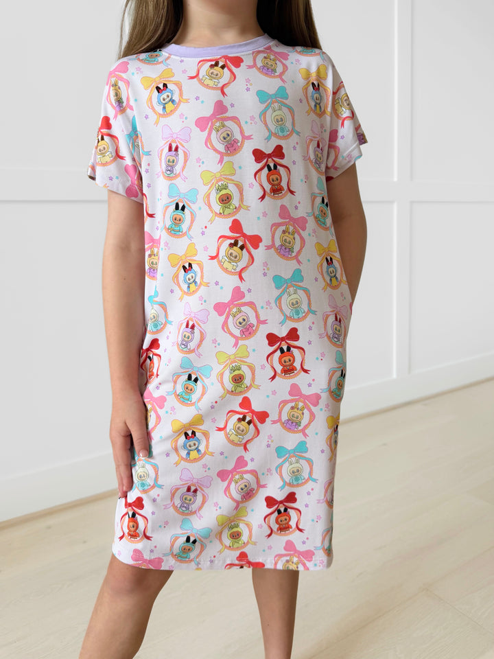 Bamboo CROWNED CUTIES SHORT Sleeve POCKET Gown