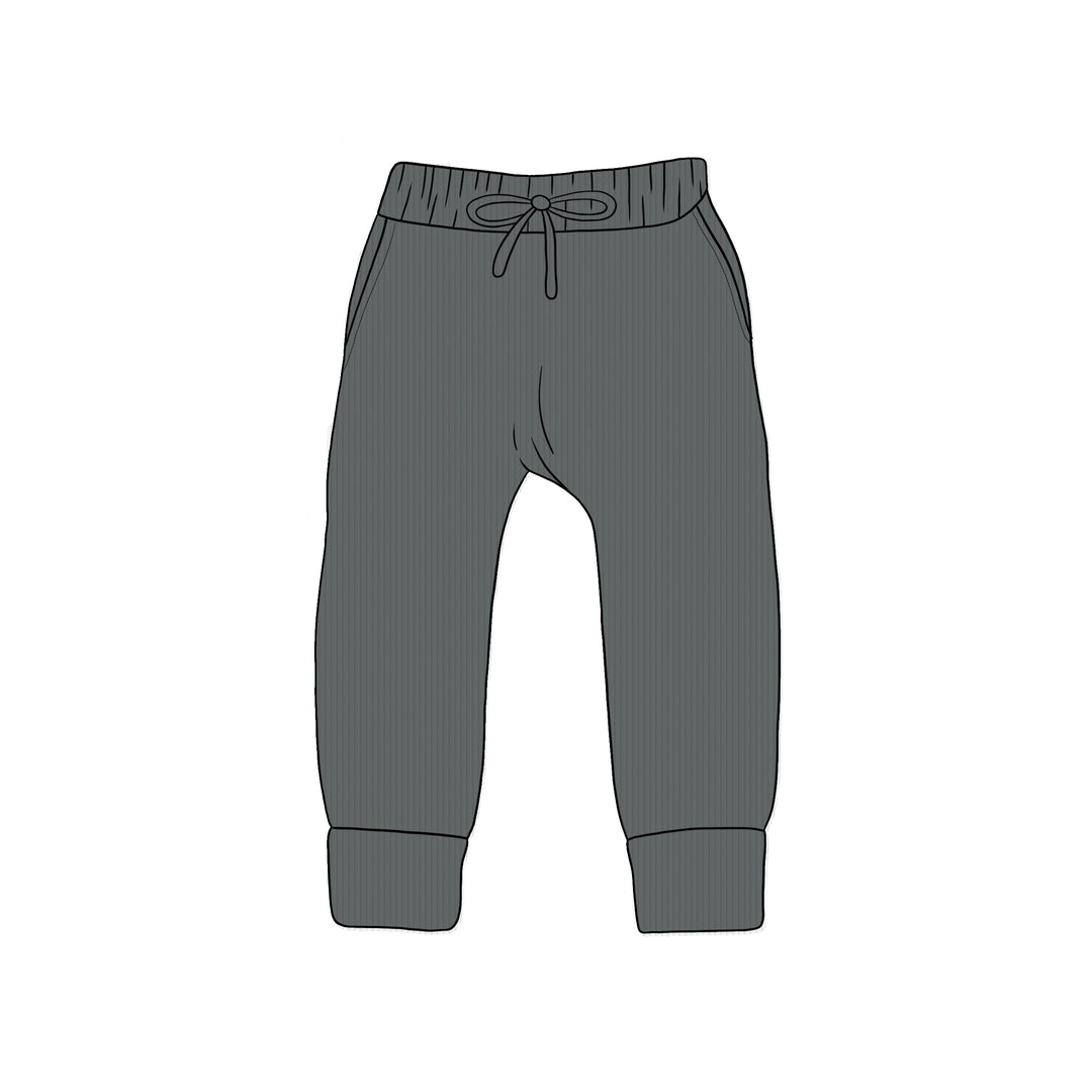 BAMBOO COTTON SPANDEX SOLID FIRESIDE COORDINATE KIDS JOGGERS (FLEECE LINED)