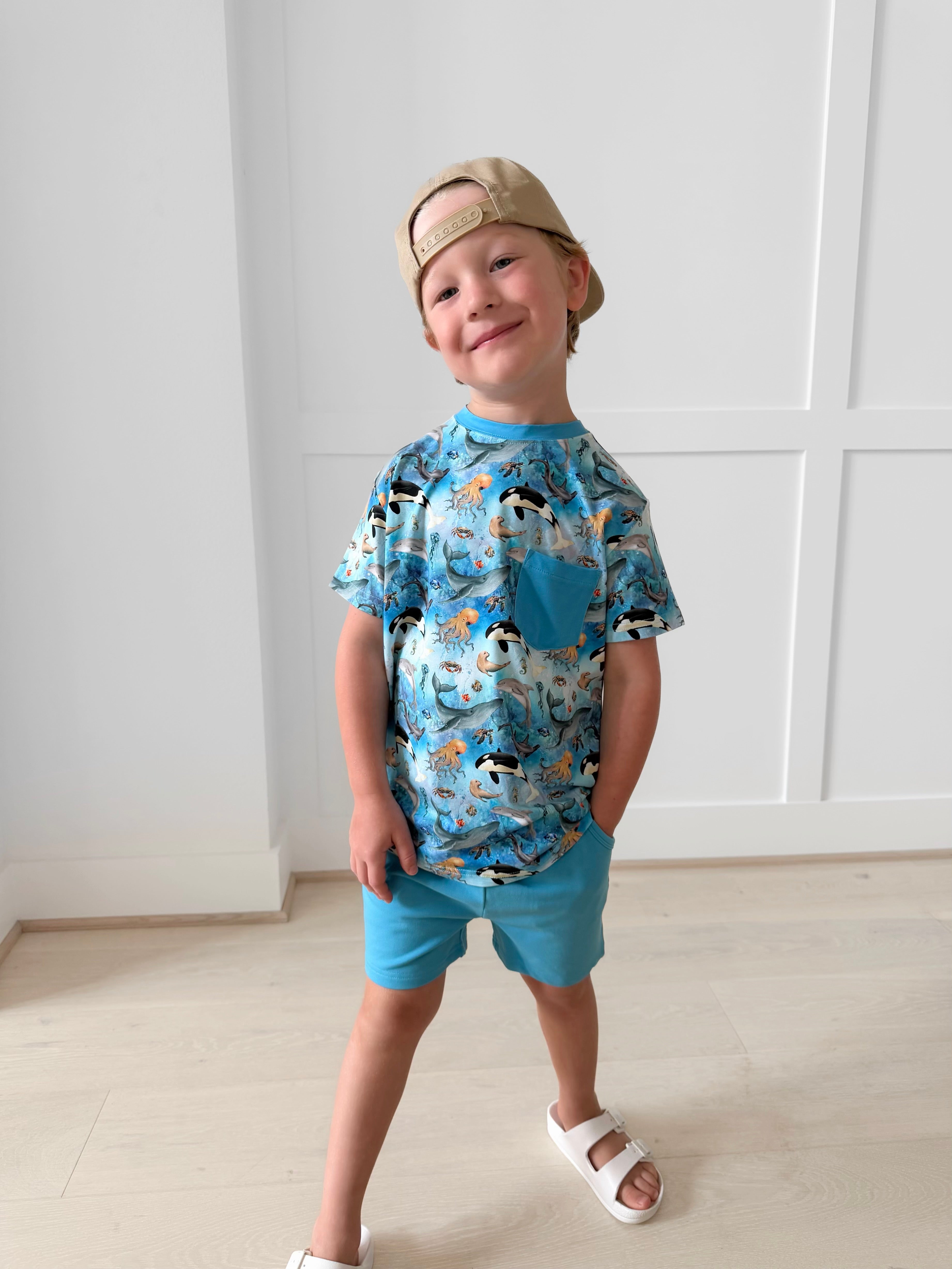Bamboo DEEP BLUE SEAS Relaxed Short Set