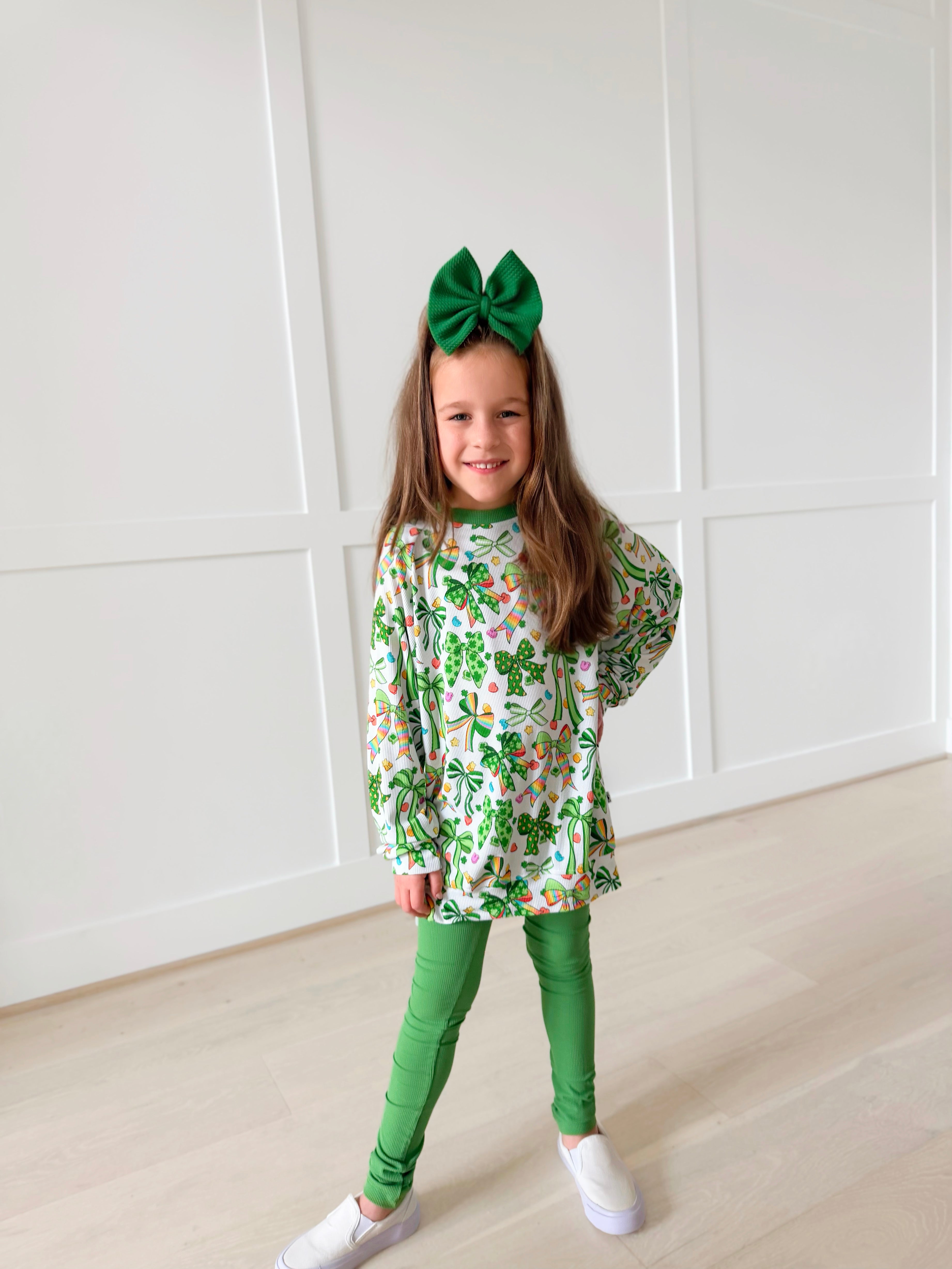 Bamboo RIBBED TIED WITH LUCK KIDS CREWNECK + LEGGINGS SET