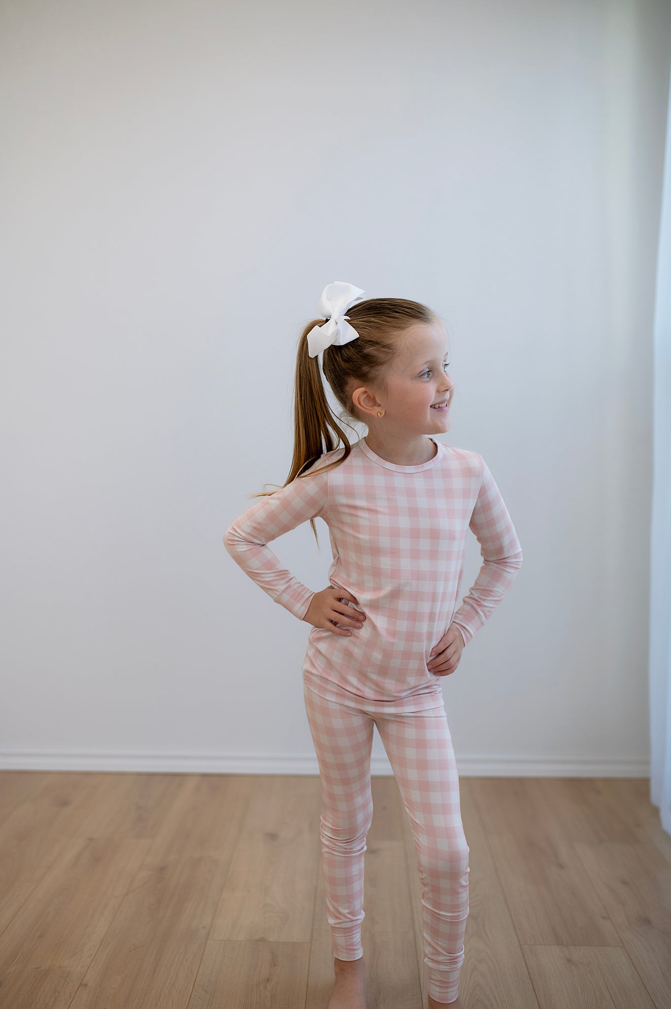 Bamboo SWEETHEART GINGHAM Two Piece Long Sleeve/Pant Set