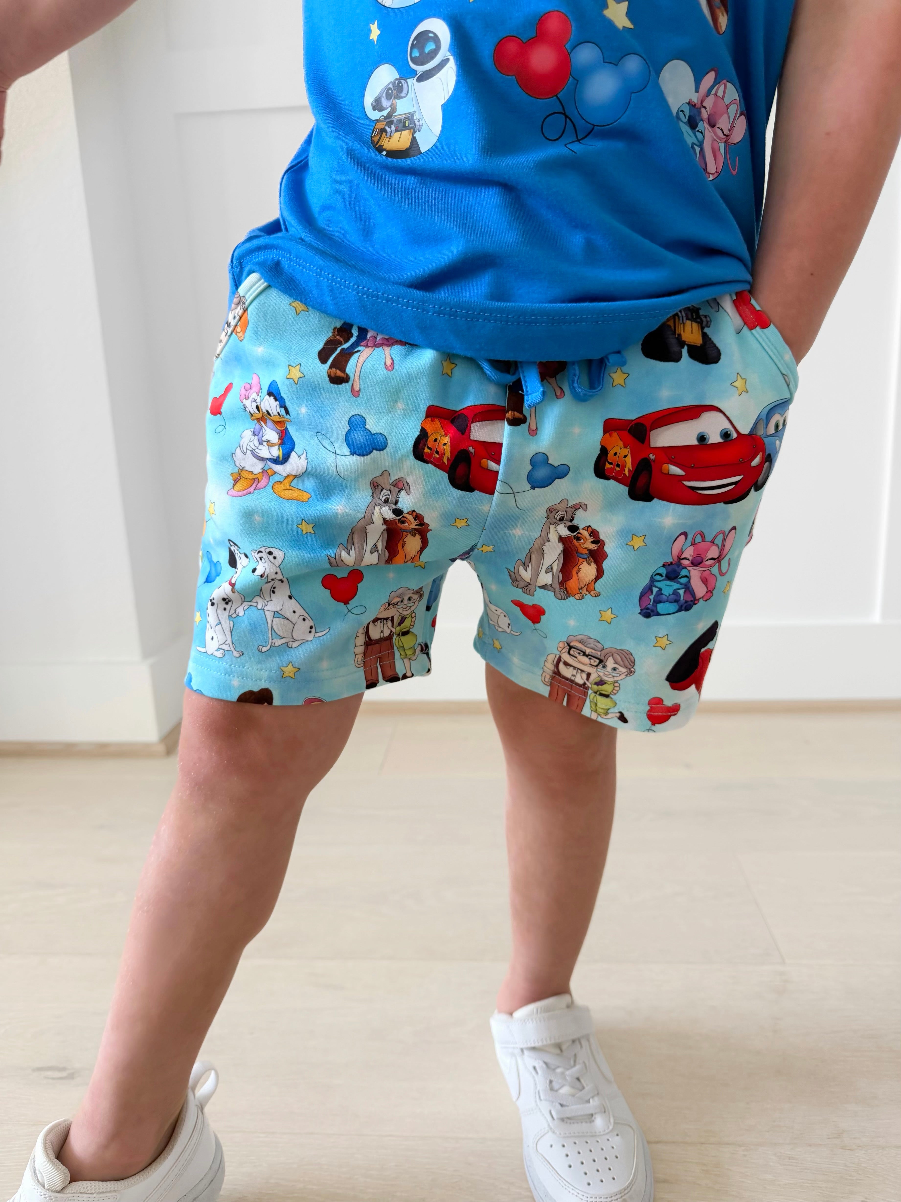 Bamboo COTTON SPANDEX ENCHANTED DUOS BLUE Relaxed Shorts
