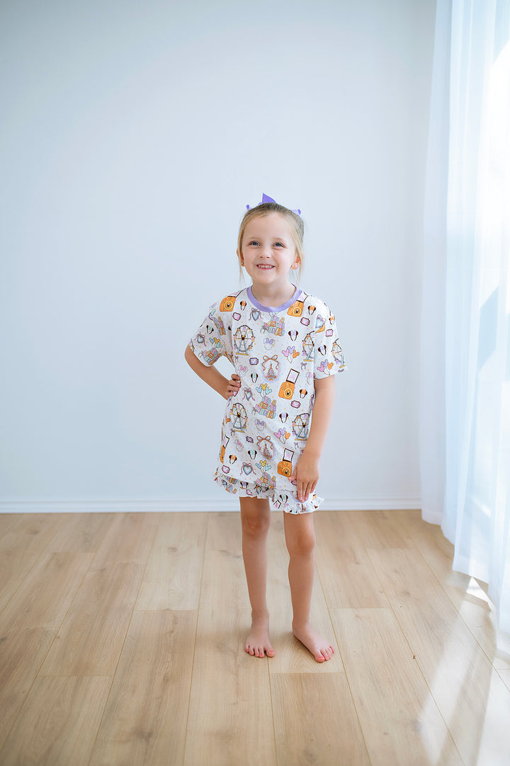 Bamboo DREAMY PARK DAYS KIDS RELAXED RUFFLE SHORT SET