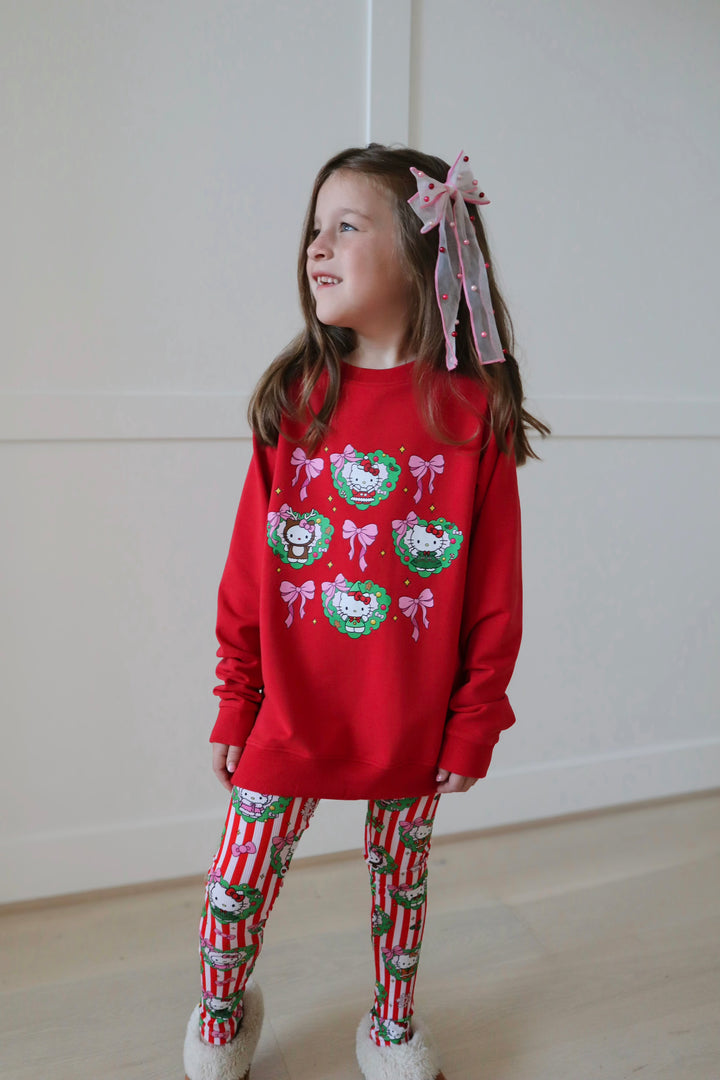 Bamboo COTTON SPANDEX MERRY &amp; SWEET kids GRAPHIC crewneck (FLEECE LINED)