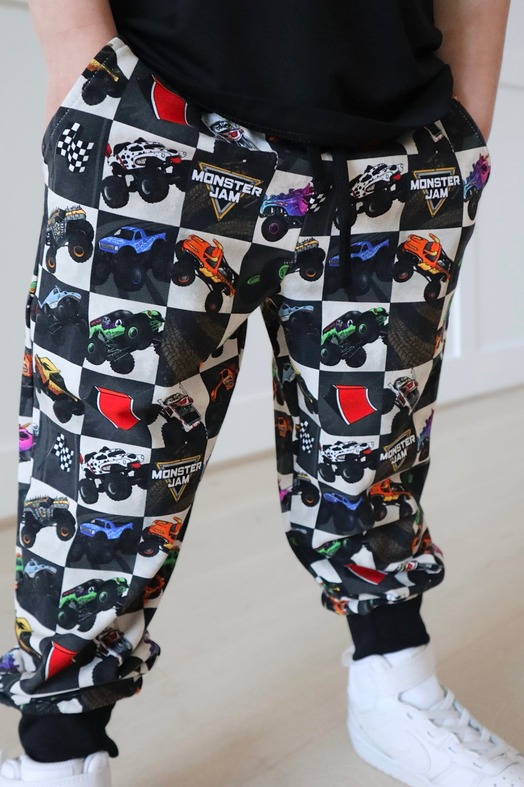 BAMBOO COTTON SPANDEX WHEELIE BIG ENERGY KIDS JOGGERS (NO FLEECE)