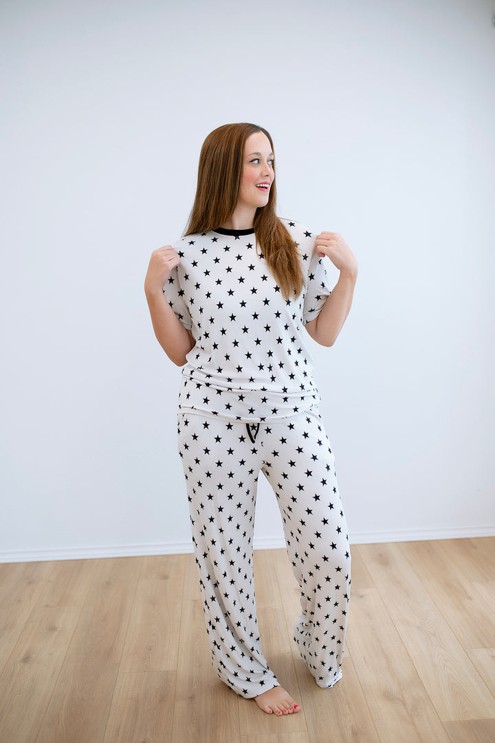 Bamboo RIBBED SHOOT FOR THE STARS ADULT RELAXED PANT SET