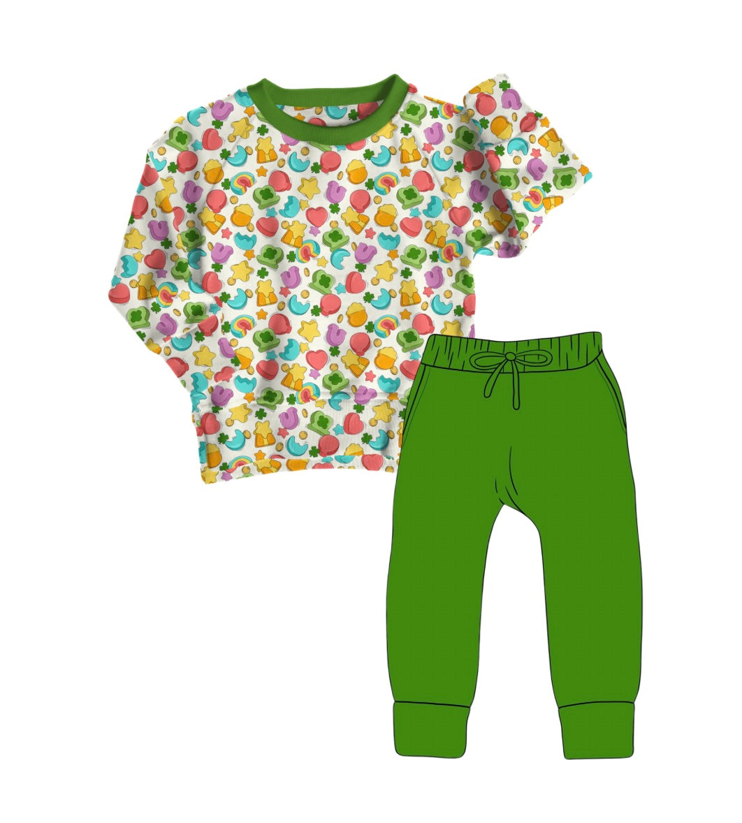 Bamboo FRENCH TERRY CHARMING TREATS KIDS CREWNECK & JOGGER SET