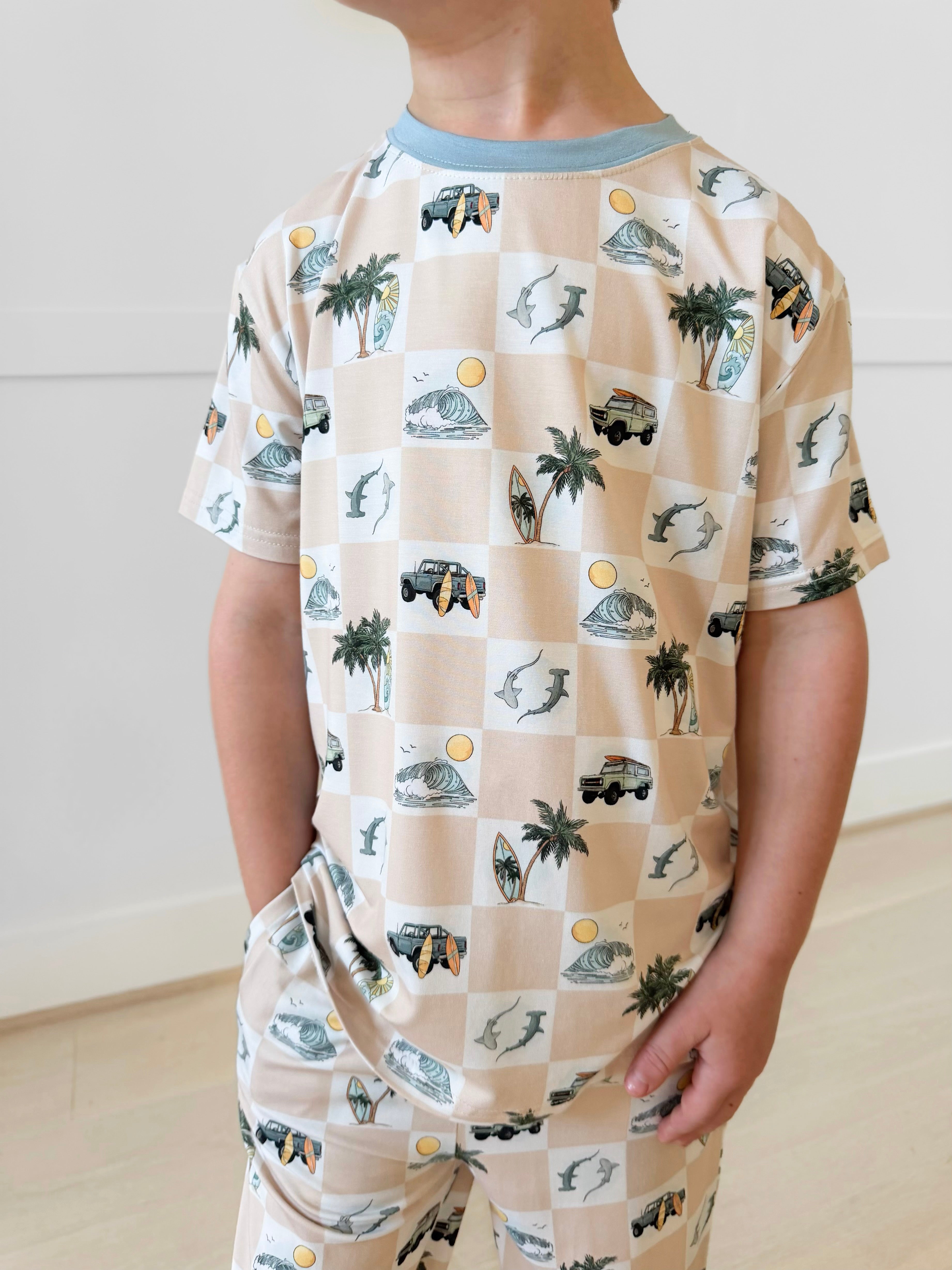 Bamboo ISLAND GRID KIDS RELAXED PANT Set