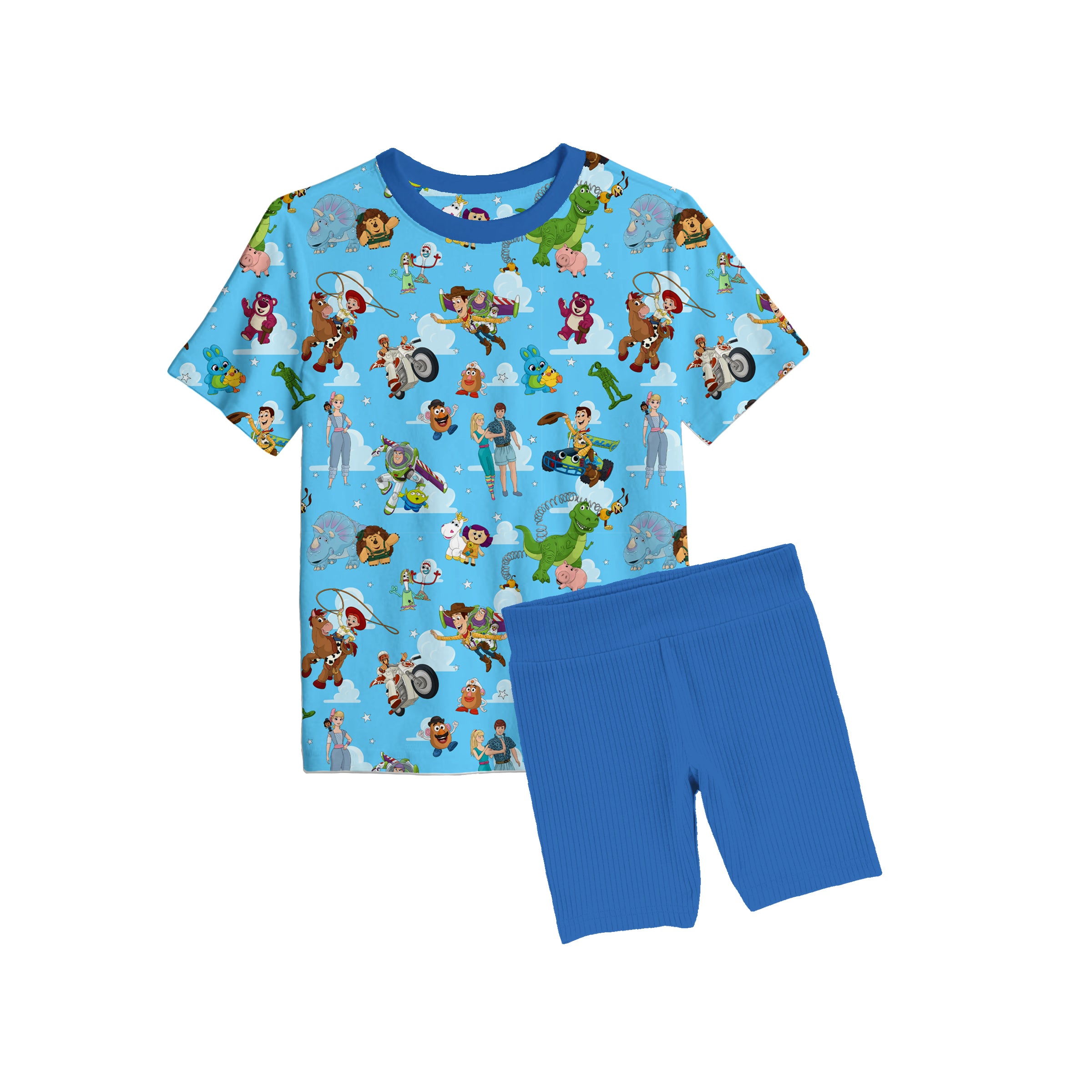 Bamboo THE ADVENTURE CONTINUES Short Sleeve Oversized Tee Biker Short Set