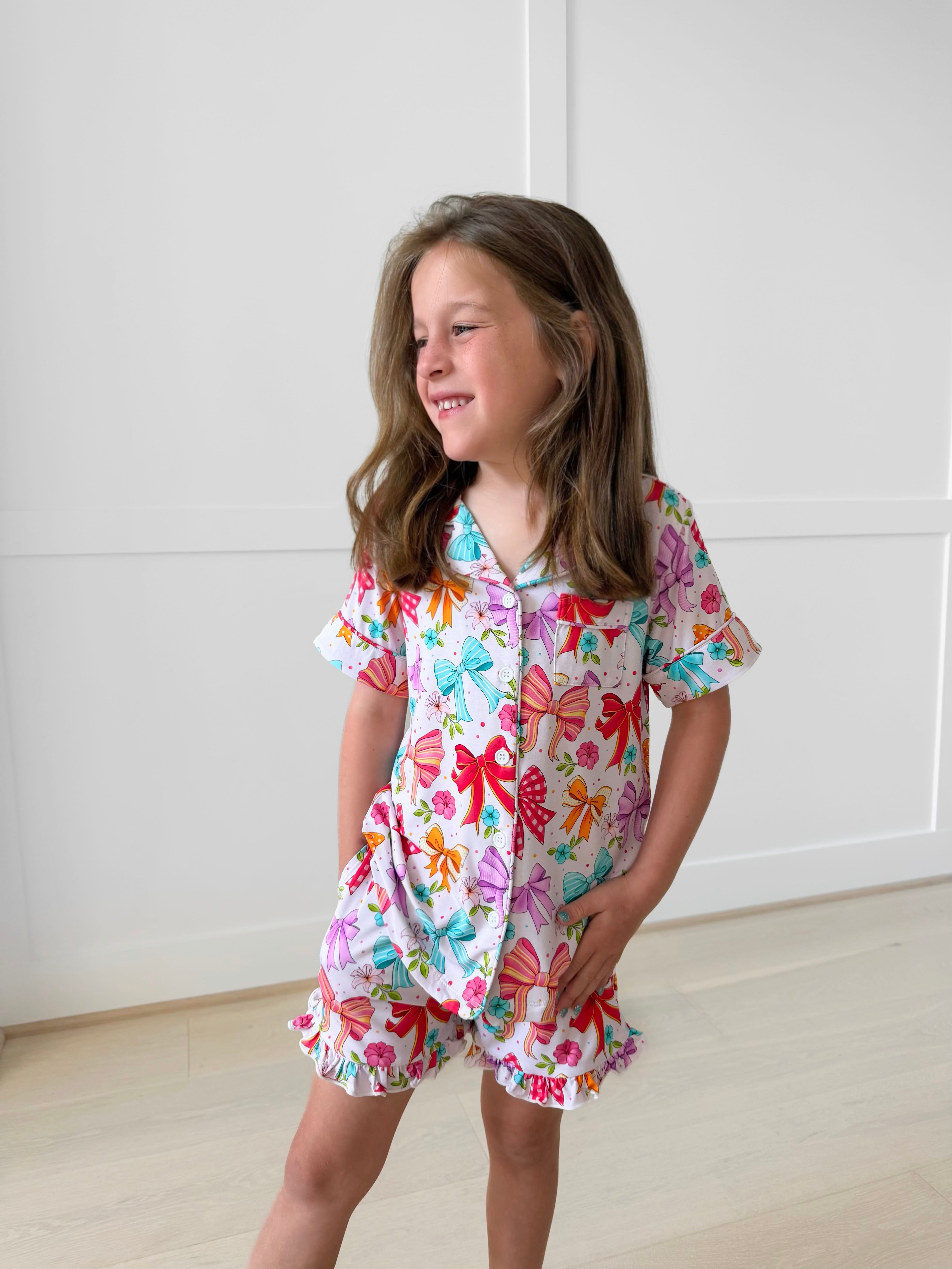 Bamboo BLOOMS & BOWS KIDS SHORT RUFFLE FORMAL Set