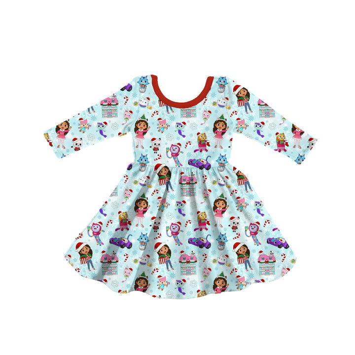 Bamboo DECK THE DOLLHOUSE LONG SLEEVE POCKET Twirl Dress
