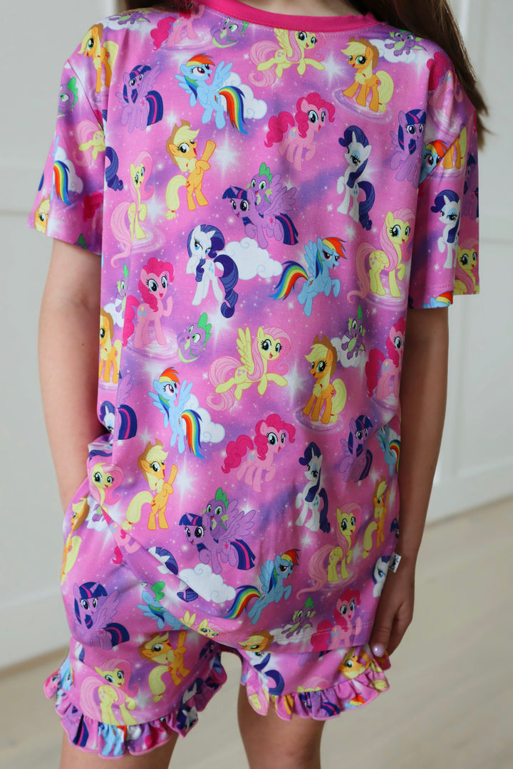 Bamboo MAGIC IN THE MANE KIDS RELAXED RUFFLE SHORT SET