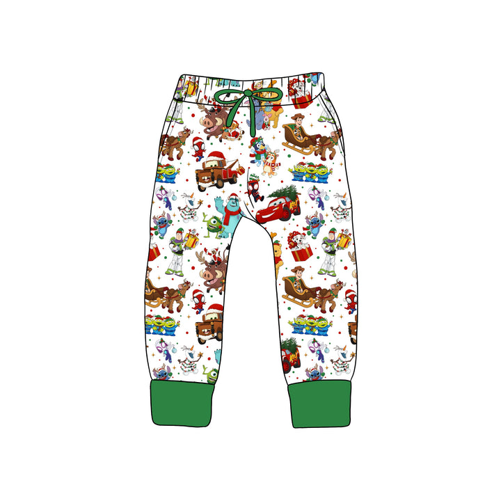 BAMBOO COTTON SPANDEX A VERY MERRY MASH UP KIDS JOGGERS (FLEECE LINED)