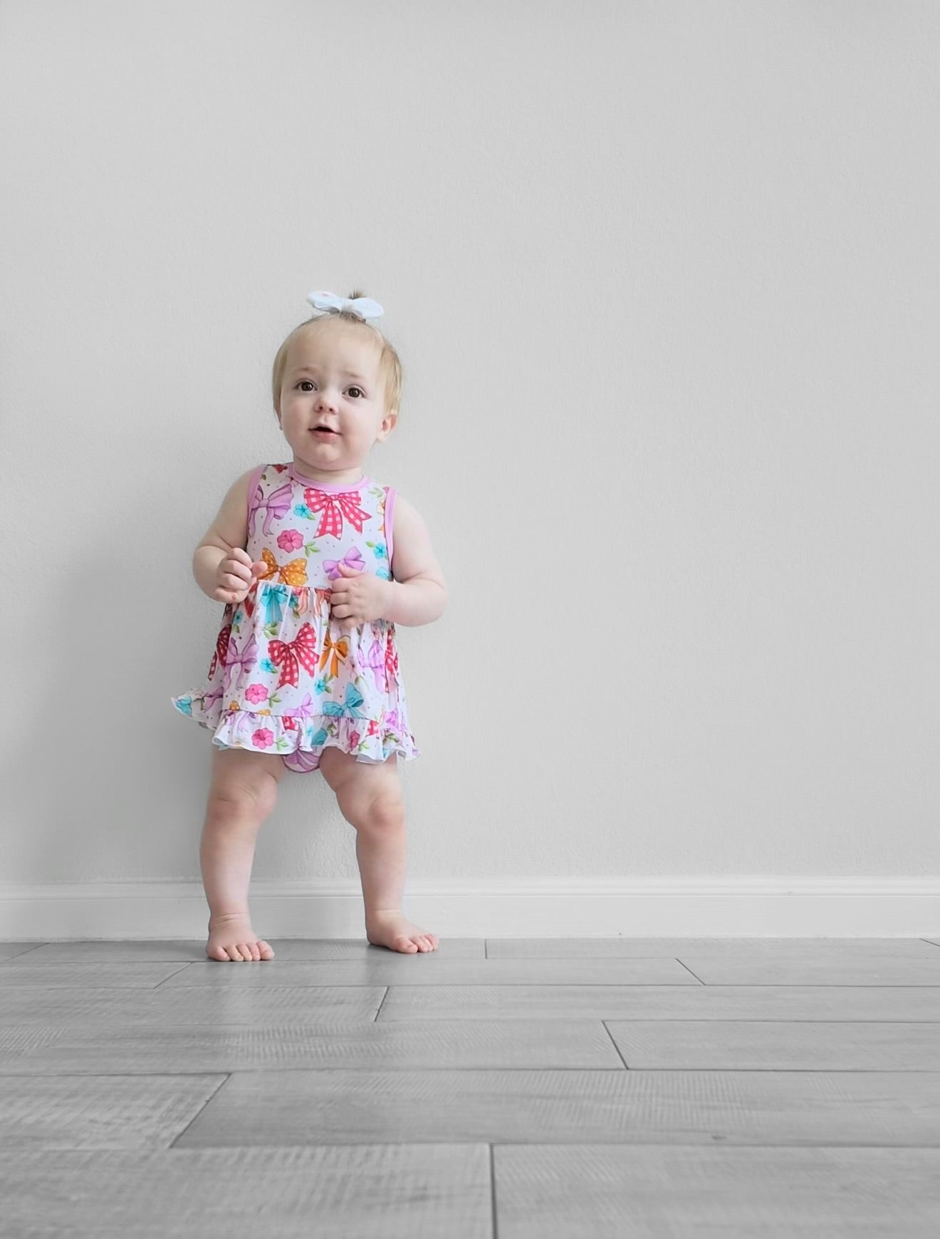 BAMBOO BLOOMS & BOWS TANK BODYSUIT TWIRL DRESS