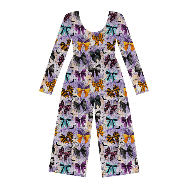Bamboo RIBBED BOO-TIFUL BOWS LONG SLEEVE FULL LENGTH ROMPER