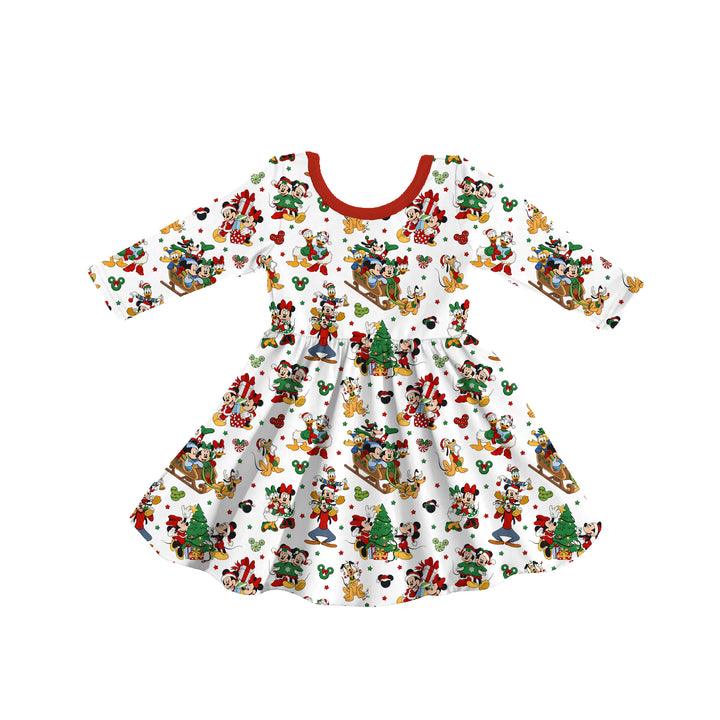 Bamboo MERRY MAGIC ON MAIN LONG SLEEVE POCKET Twirl Dress