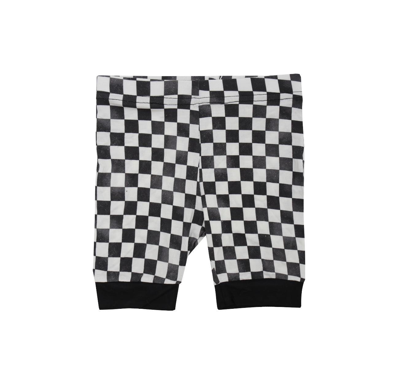 Bamboo Distressed Checkered Biker Shorts