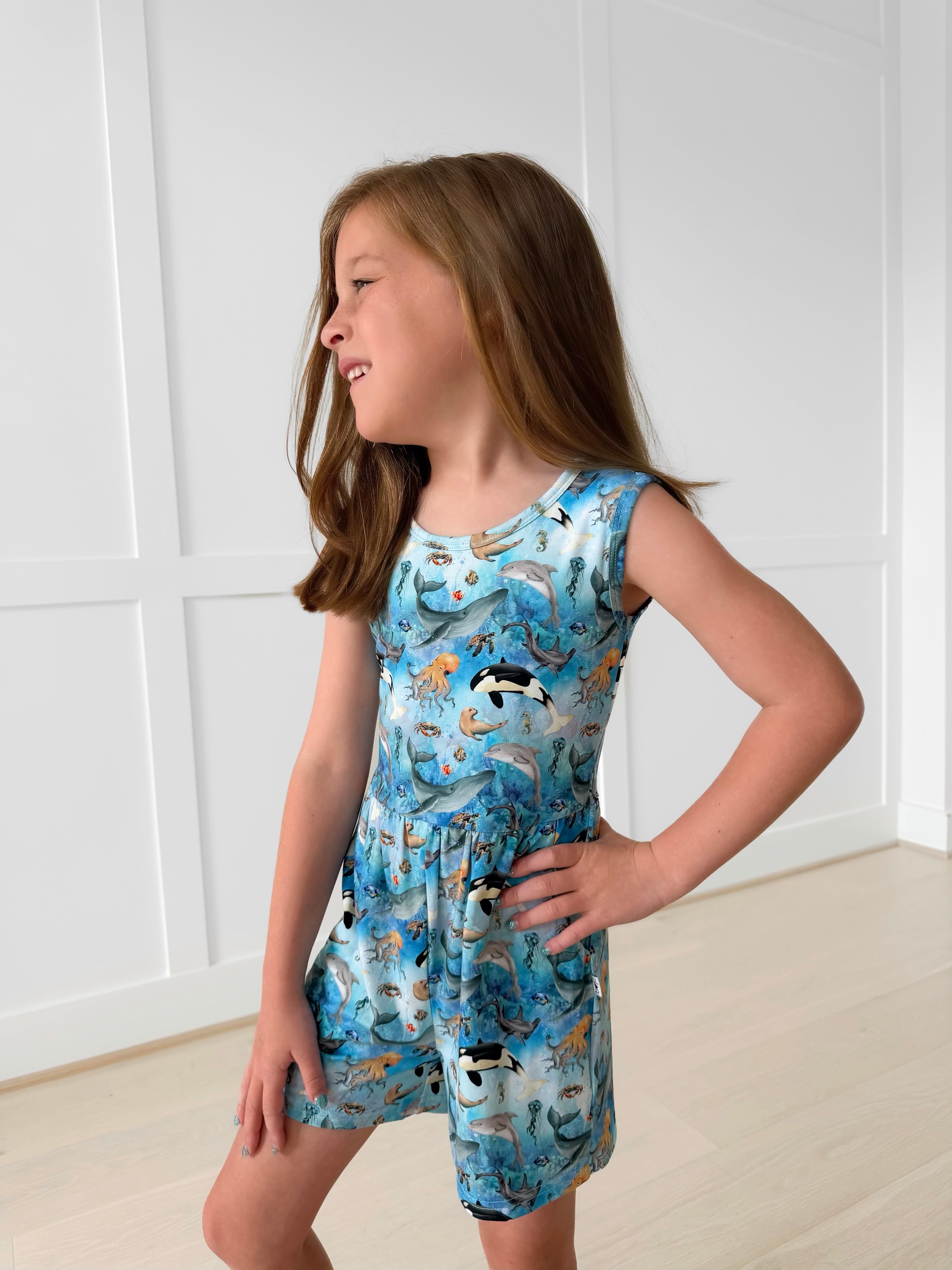 Bamboo DEEP BLUE SEAS TANK TOP SHORT ROMPER