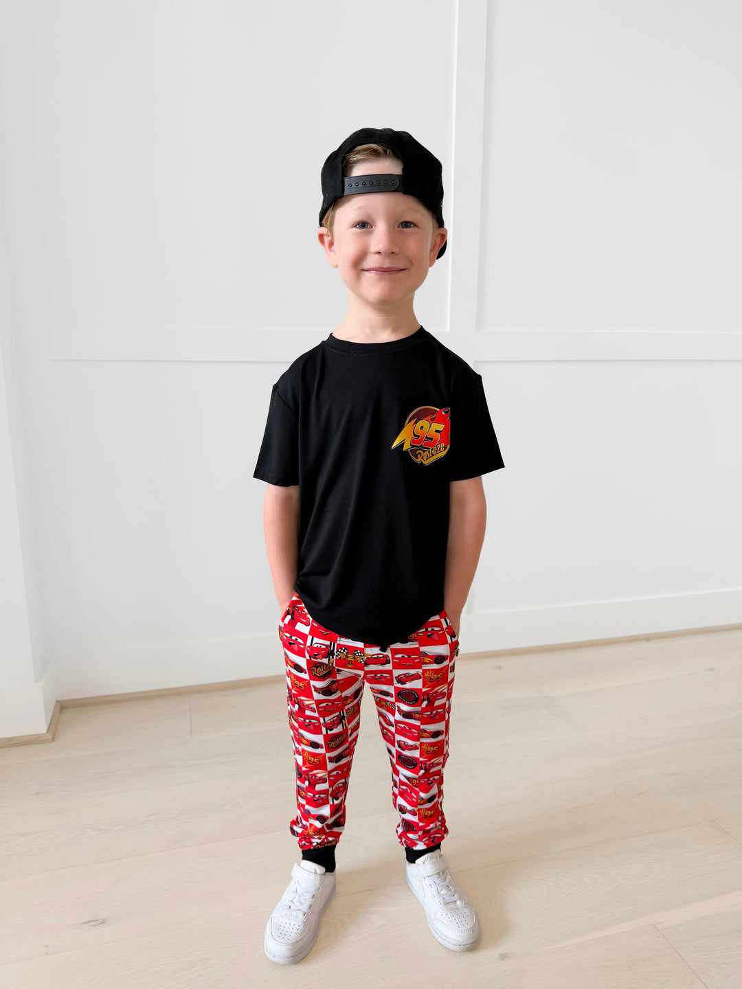 BAMBOO French Terry FULL THROTTLE CHECK KIDS JOGGERS