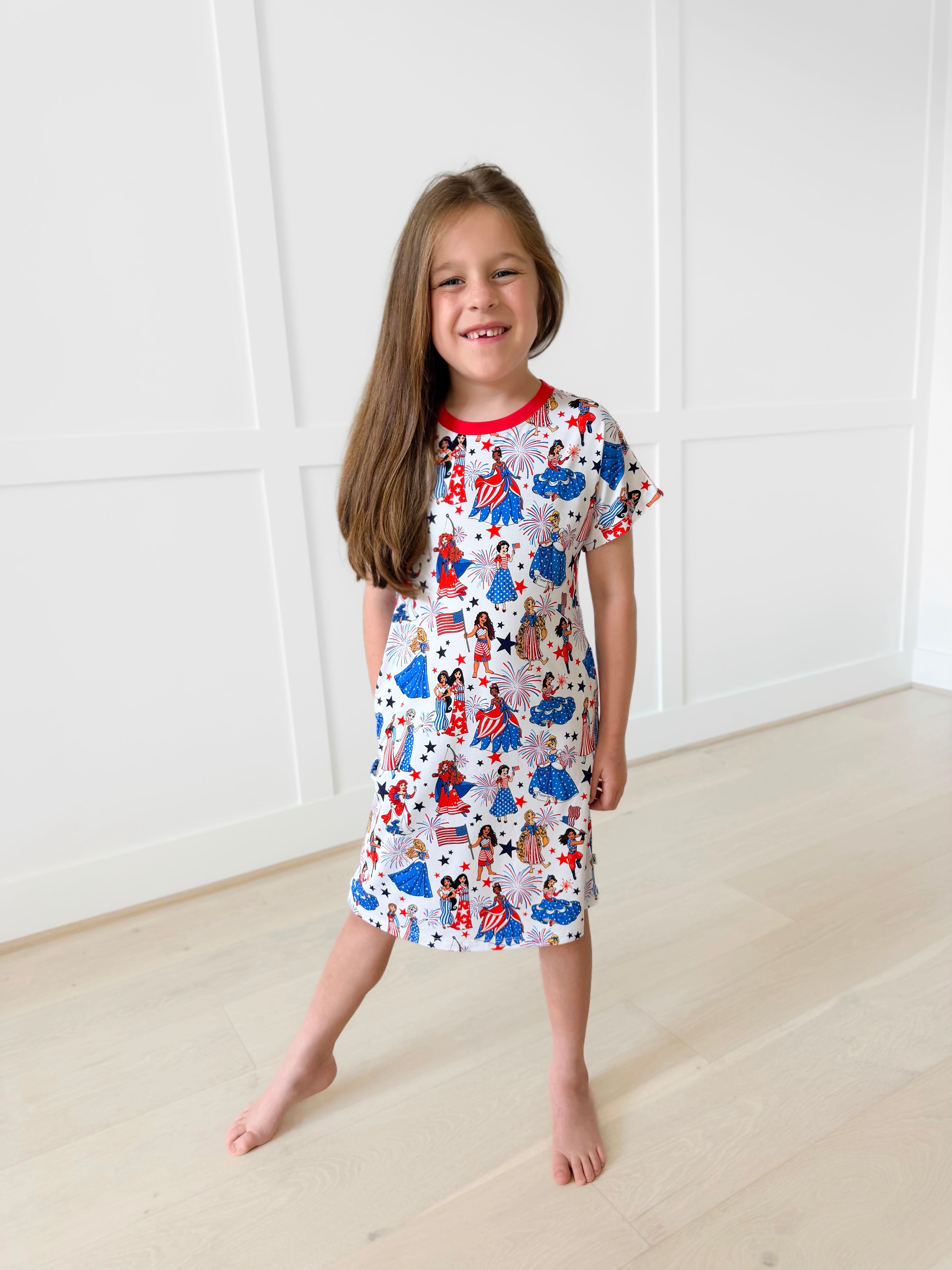 Bamboo STAR SPANGLED ROYALTY KIDS SHORT Sleeve Gown