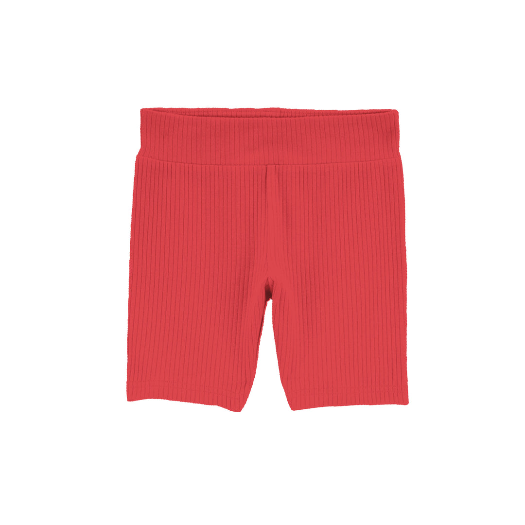 Bamboo RIBBED SOLID RED BIKER SHORTS
