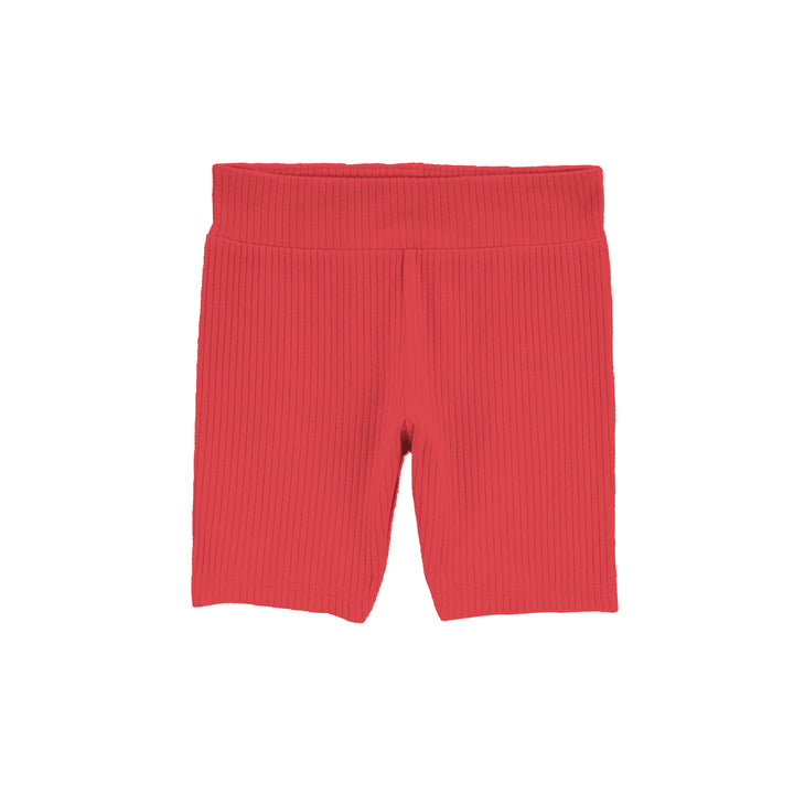 Bamboo RIBBED SOLID RED BIKER SHORTS