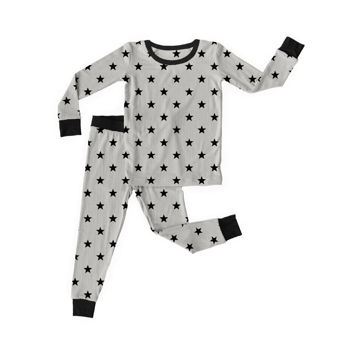 Bamboo RIBBED SHOOT FOR THE STARS Two Piece Long Sleeve/Pant Set