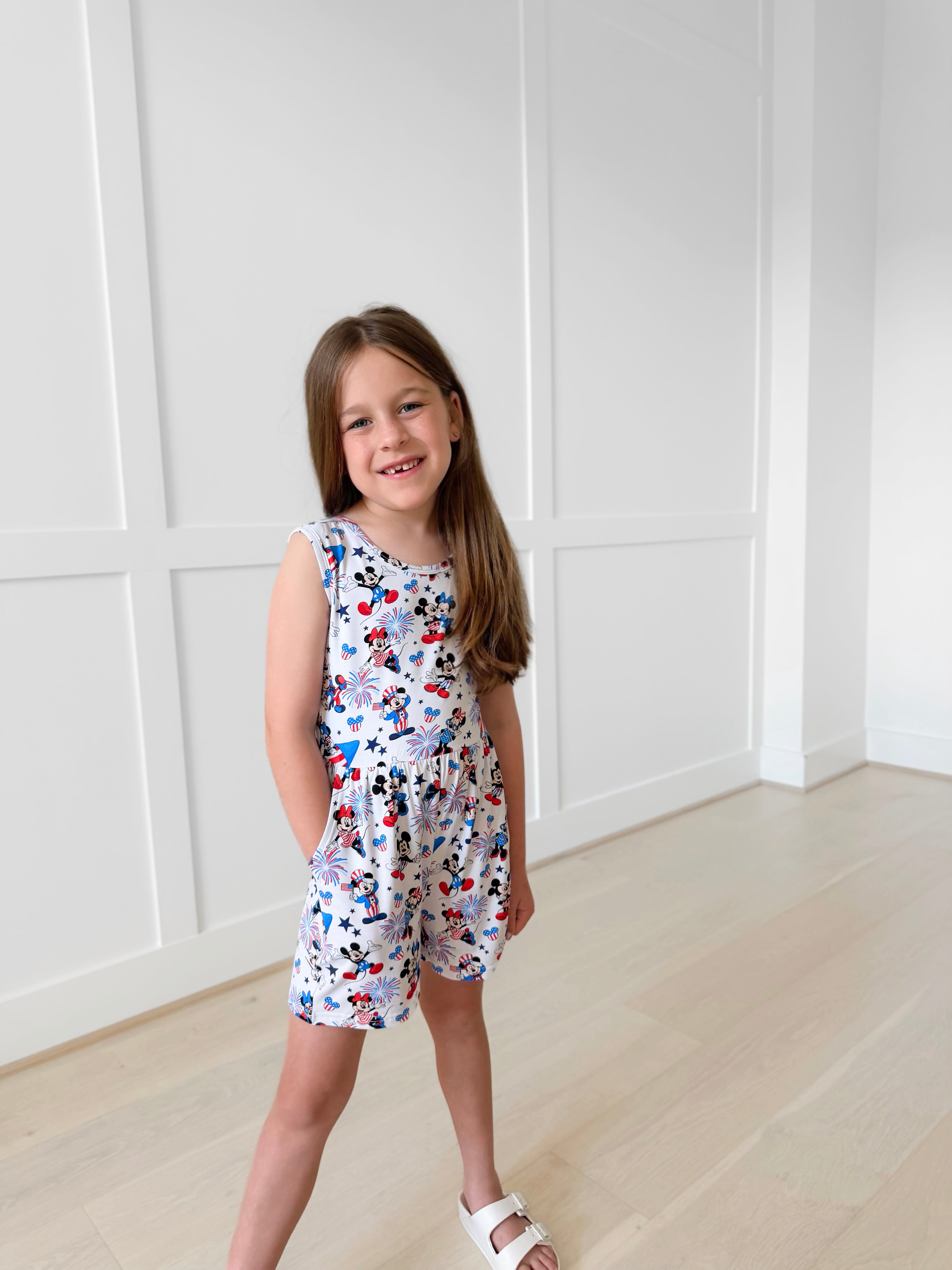 Bamboo ALL AMERICAN DUO TANK TOP SHORT ROMPER