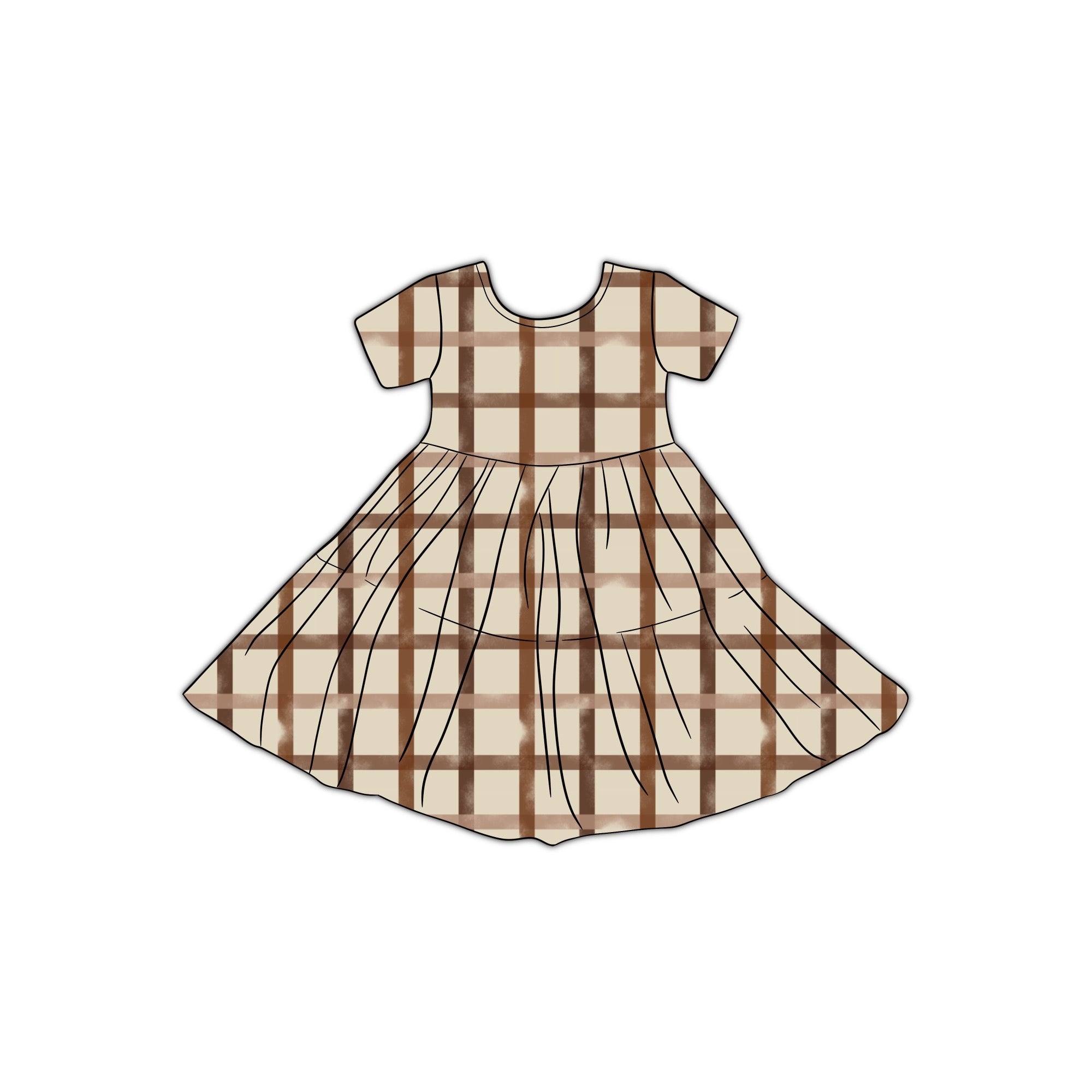 Bamboo Rustic Plaid Short Sleeve Twirl Dress