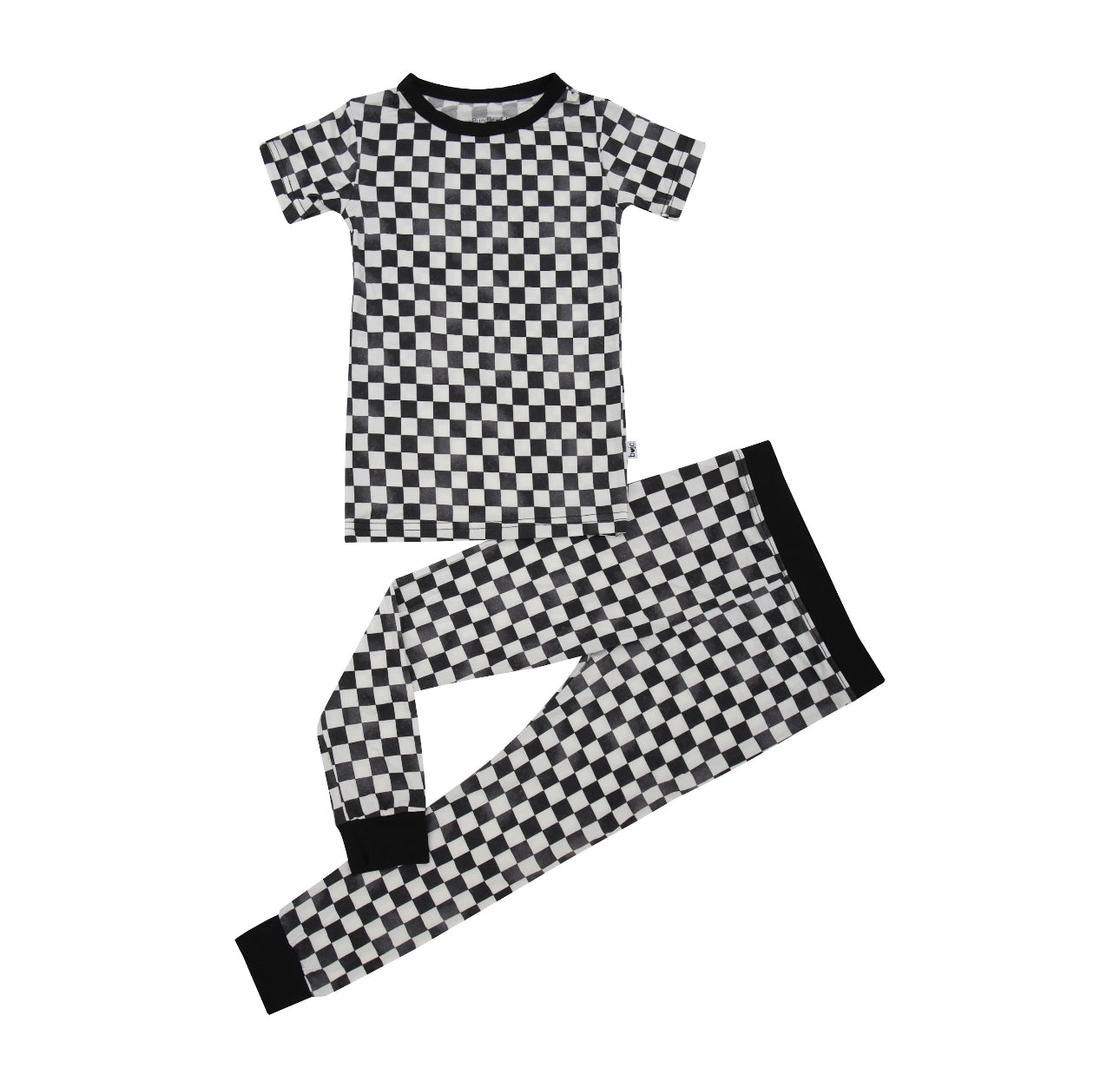 Bamboo Distressed Checkered short sleeve two piece set