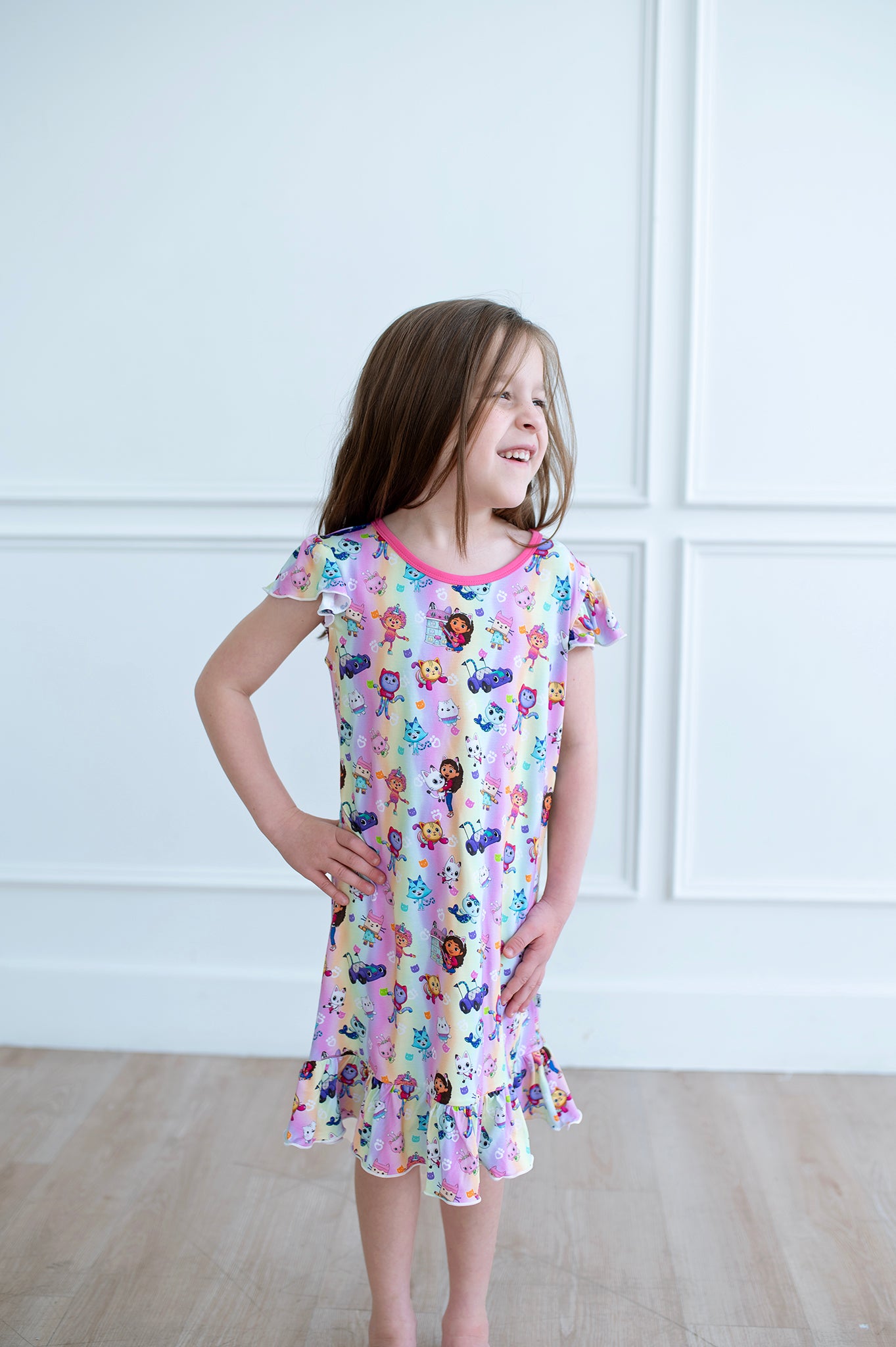 Bamboo CAT-TASTIC Flutter Sleeve Gown